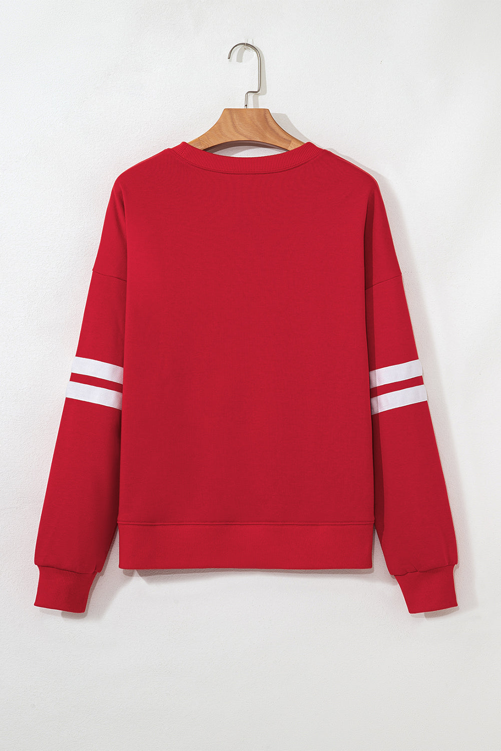 Orange Preppy Striped Sleeve Loose Sweatshirt