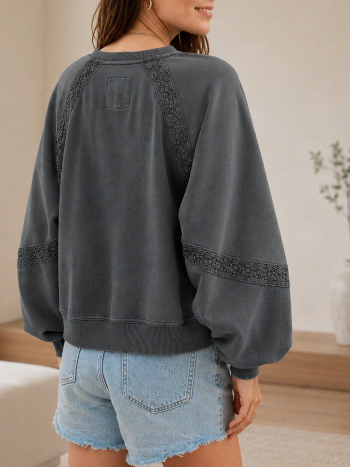 Boho Retro 60's Cotton Mix Drop Shoulder Mineral Acid Washed Oversized Raglan Dolman Sweat Shirt