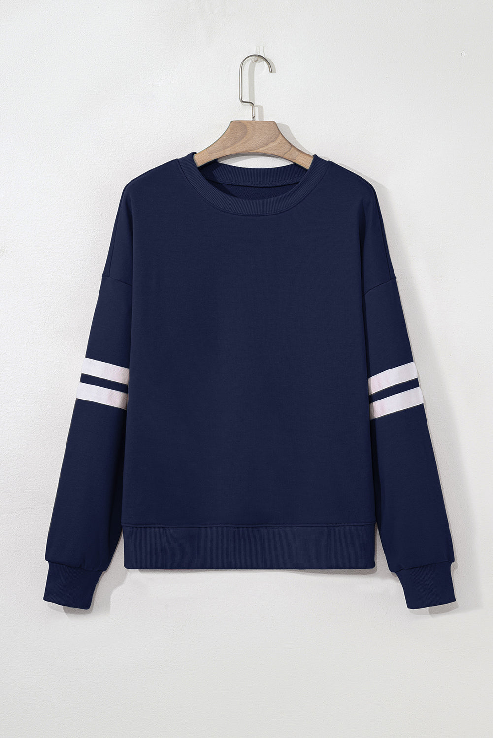 Orange Preppy Striped Sleeve Loose Sweatshirt