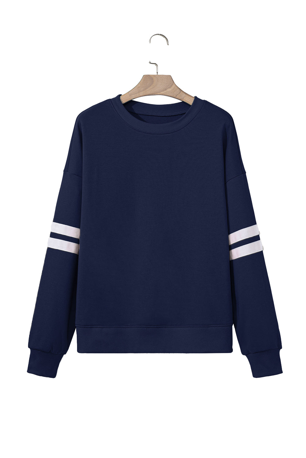 Orange Preppy Striped Sleeve Loose Sweatshirt