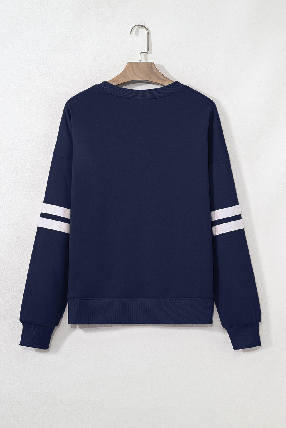 Orange Preppy Striped Sleeve Loose Sweatshirt