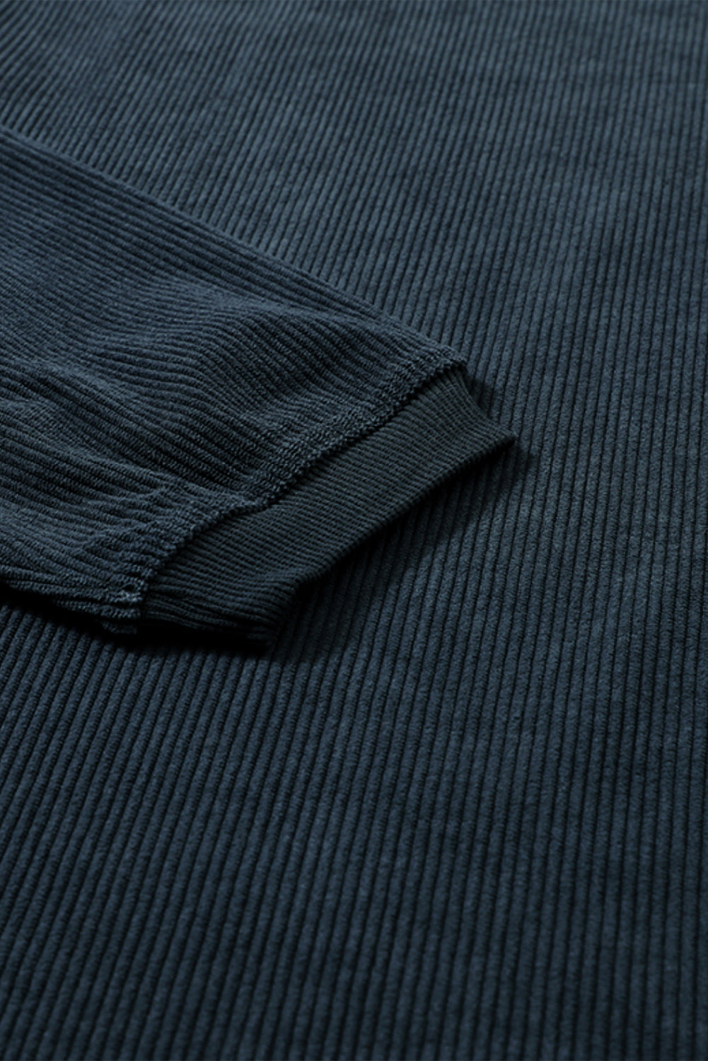 Smoke Gray Plain Drop Sleeve Crinkle Rib Oversized Sweatshirt