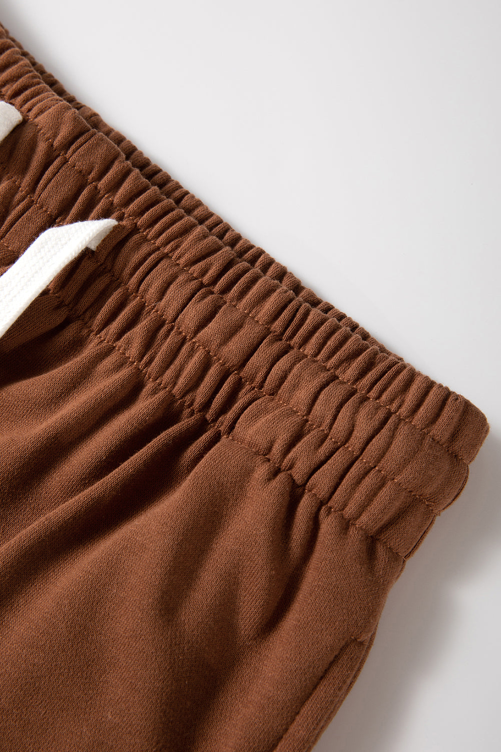 Light French Beige Striped Drop Shoulder Pullover and Joggers Set