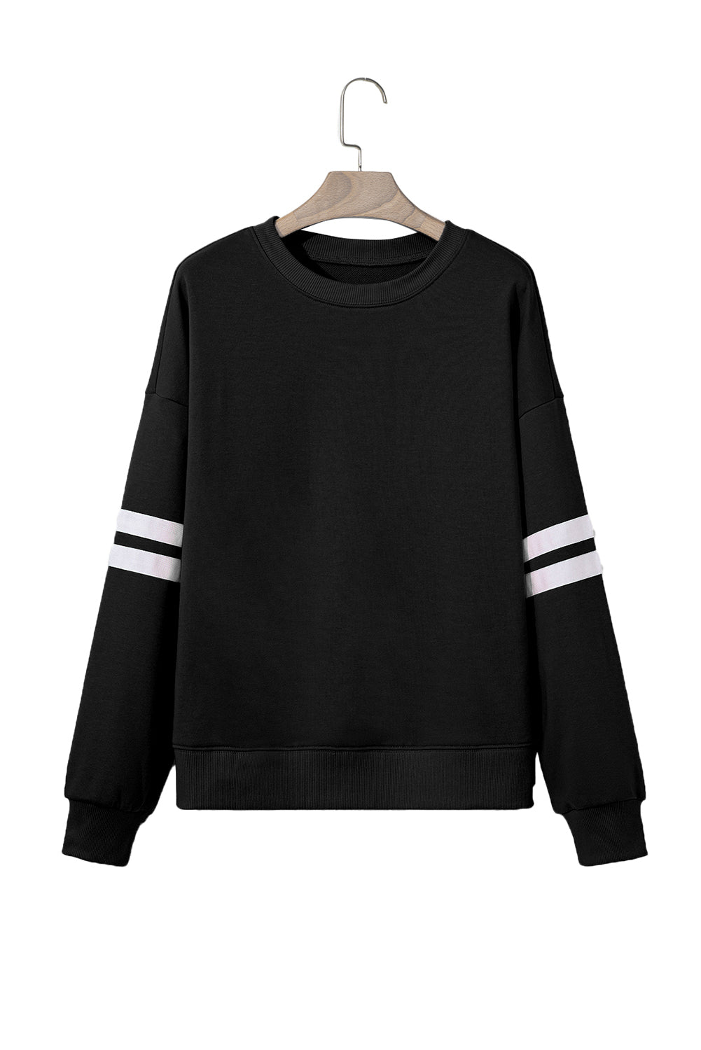 Orange Preppy Striped Sleeve Loose Sweatshirt