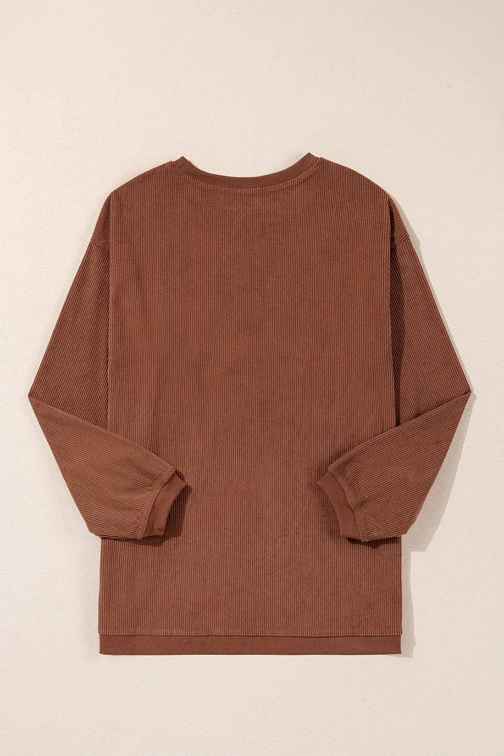 Smoke Gray Plain Drop Sleeve Crinkle Rib Oversized Sweatshirt