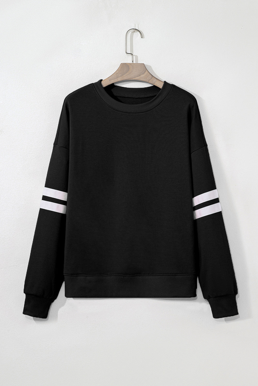 Orange Preppy Striped Sleeve Loose Sweatshirt