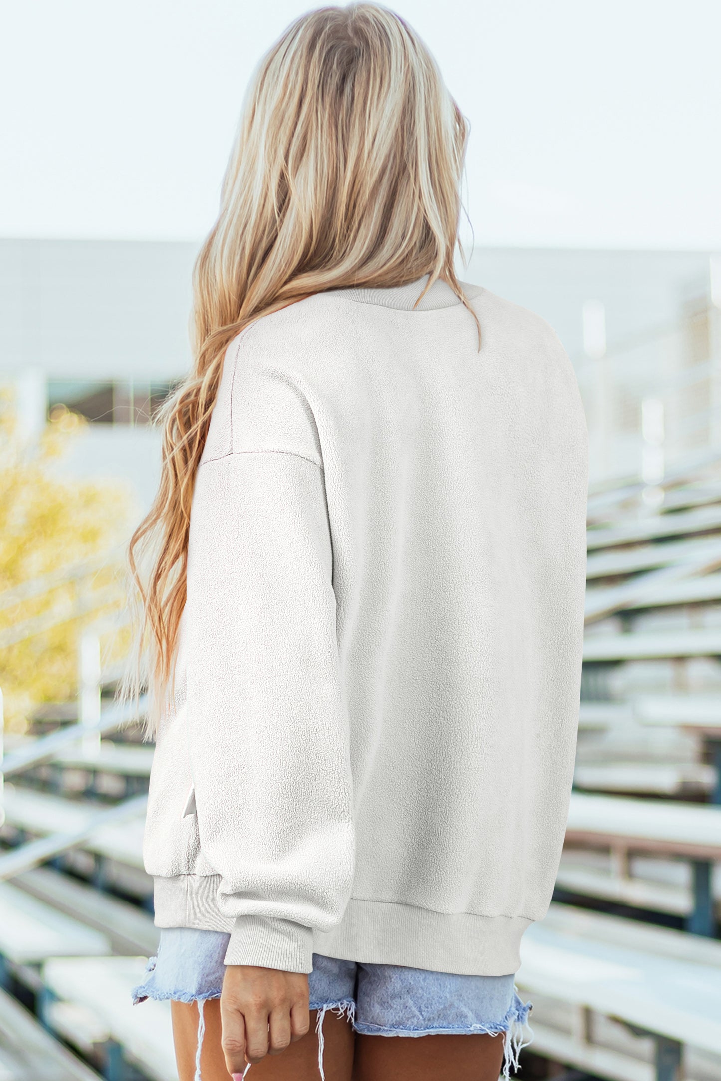 Bright Green Oversize Drop Shoulder Reversible Mock Neck Sweatshirt