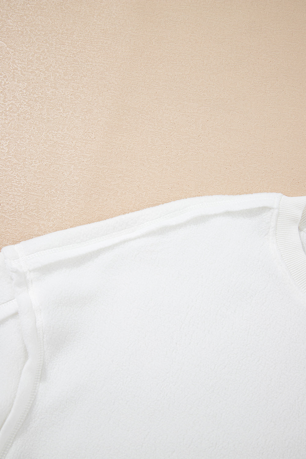 White Solid Color Drop Sleeve Pullover Sweatshirt