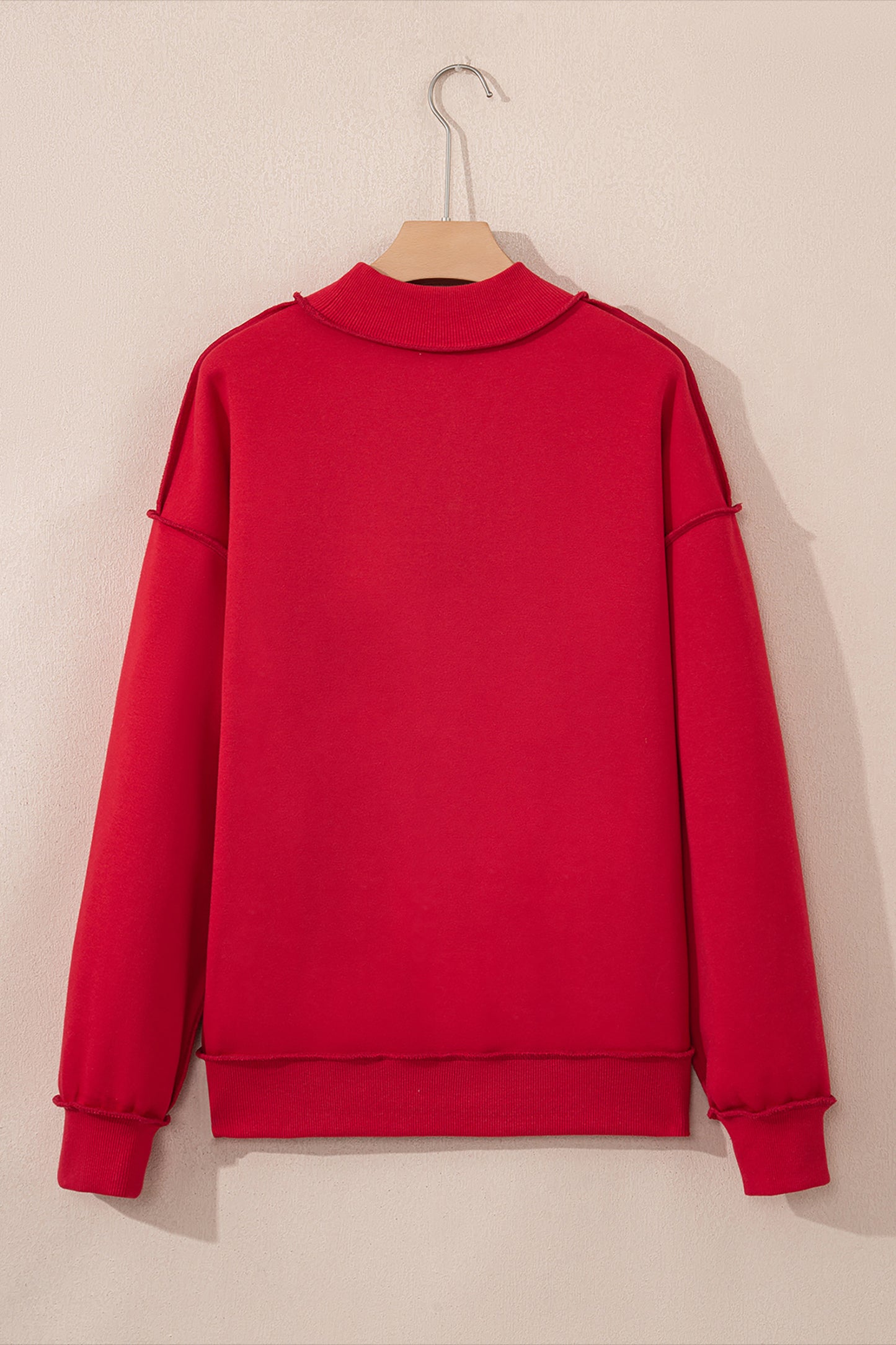 Bright Green Oversize Drop Shoulder Reversible Mock Neck Sweatshirt