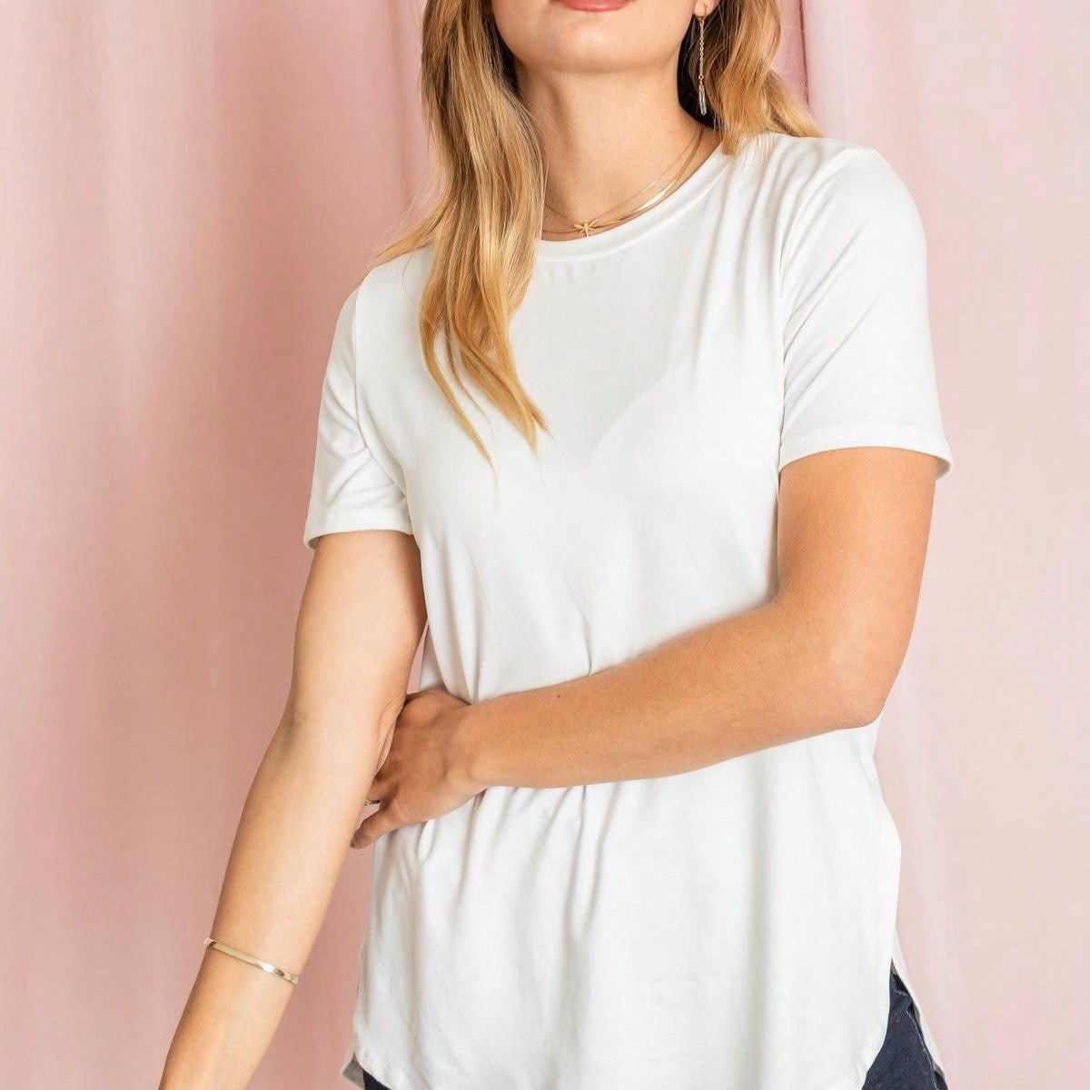 Soft Solid Side Slit High Low Tops For Leggings Shorts And Jeans  | 7 Colors | S-3X
