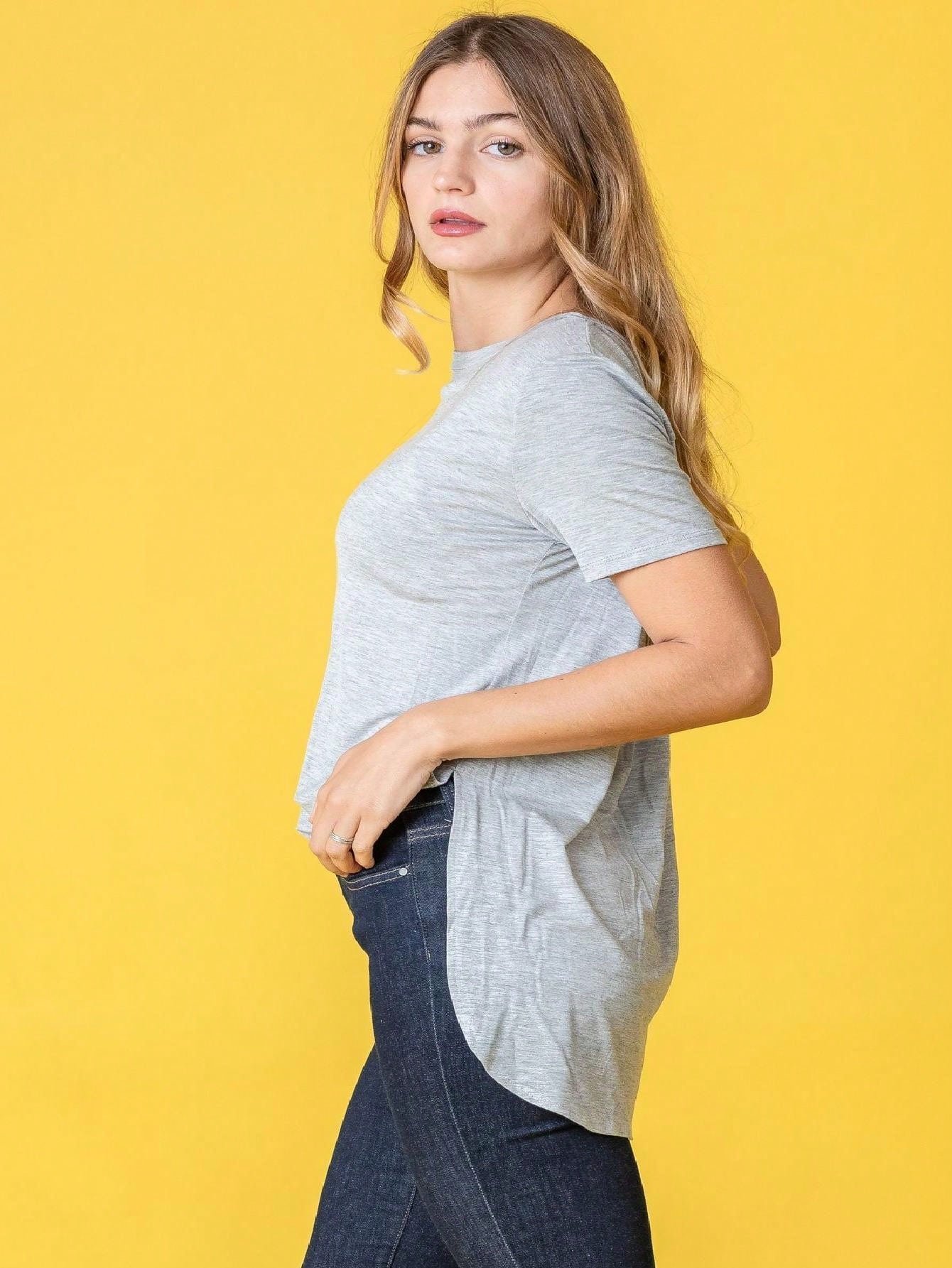 Soft Solid Side Slit High Low Tops For Leggings Shorts And Jeans  | 7 Colors | S-3X