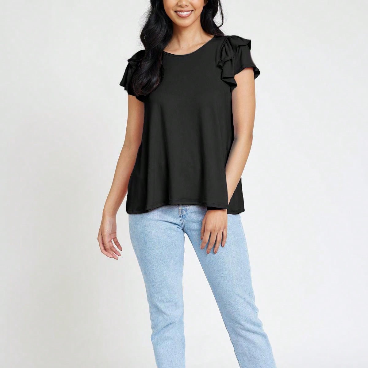 Black White Animal Leopard & Tropical Print Raglan Cap Sleeve   | 7 Colors | S-3X