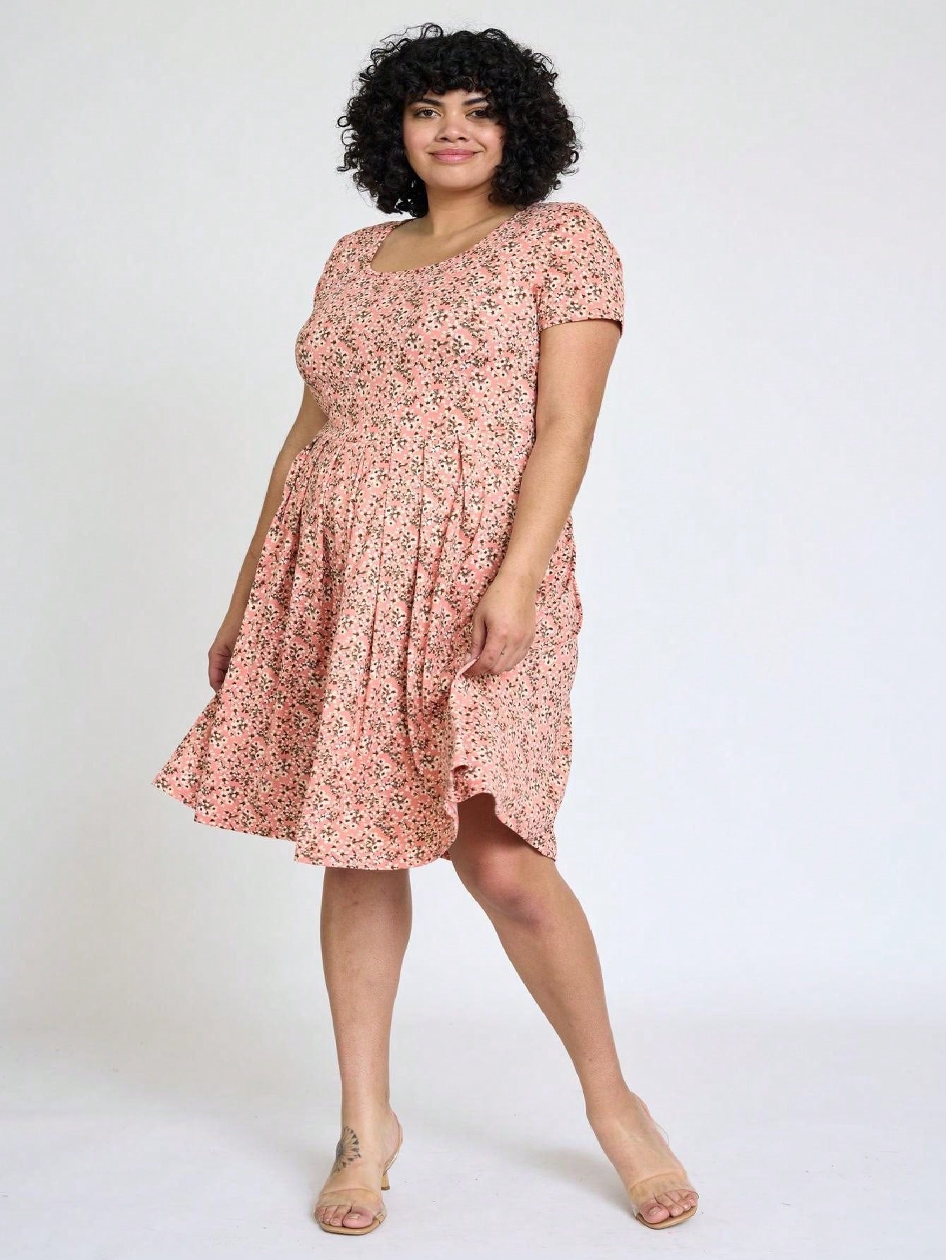 Chevron Stripe Paisley Oriental Floral Southern Style Gathered Pleated Swing Dress | S-3X
