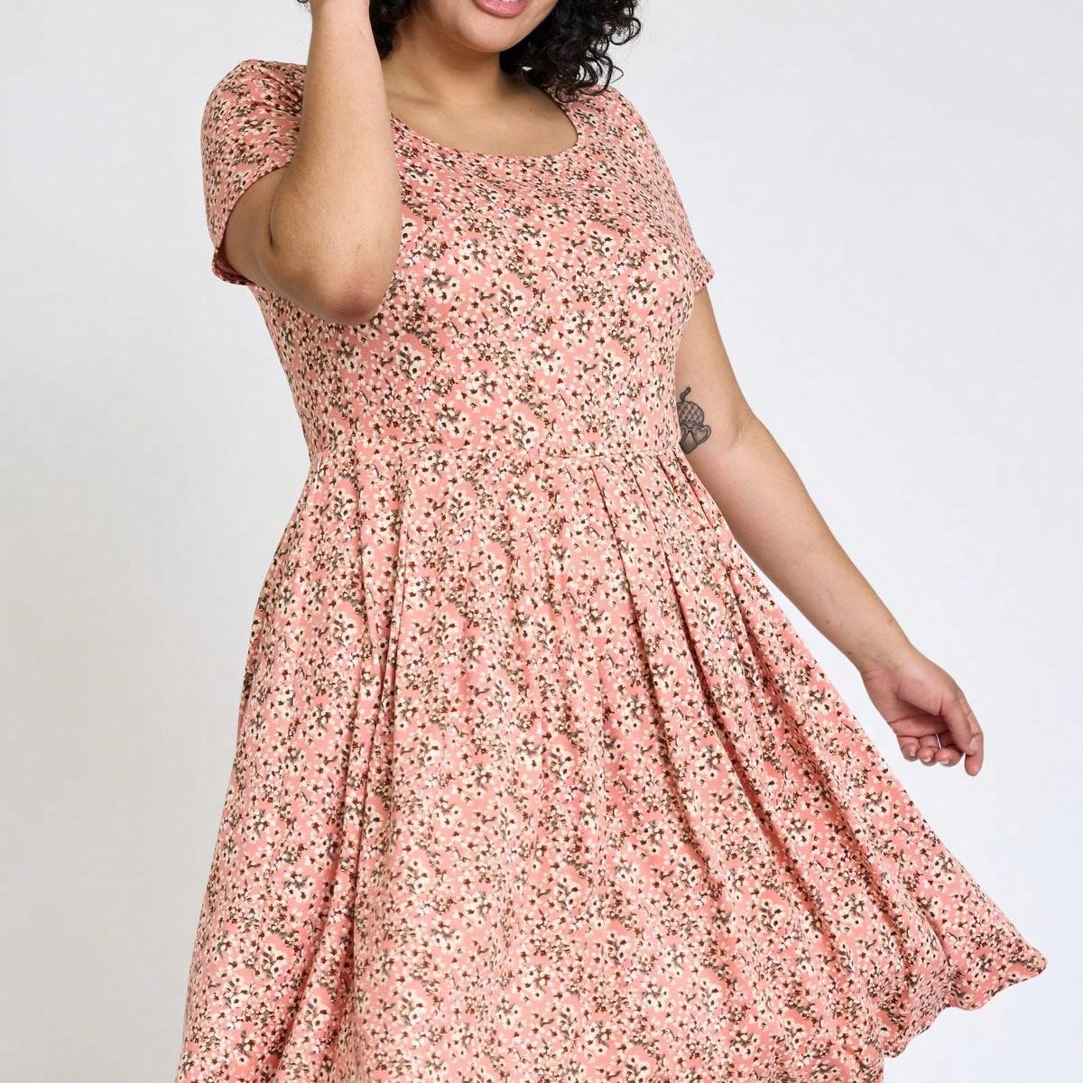 Chevron Stripe Paisley Oriental Floral Southern Style Gathered Pleated Swing Dress | S-3X