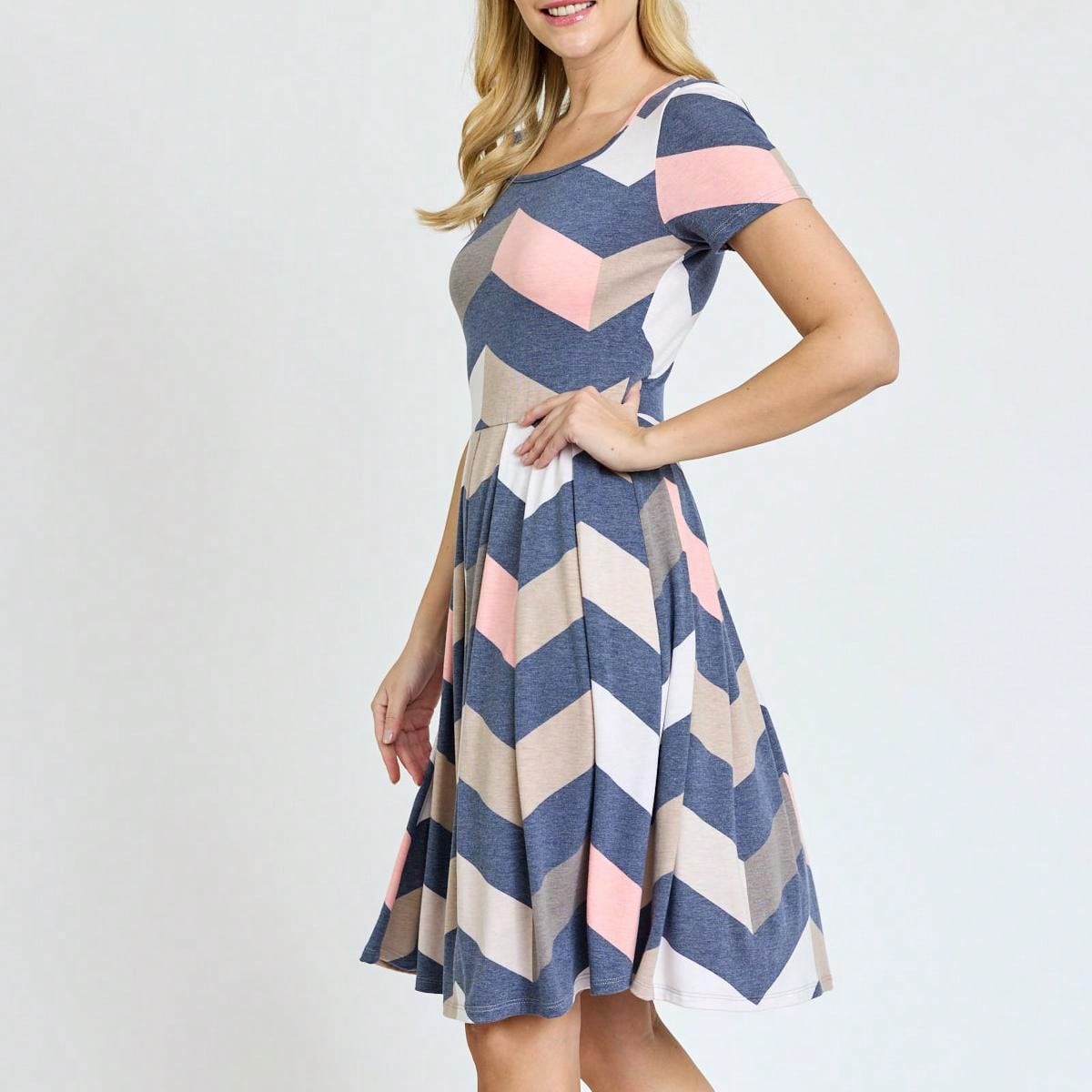 Chevron Stripe Paisley Oriental Floral Southern Style Gathered Pleated Swing Dress | S-3X