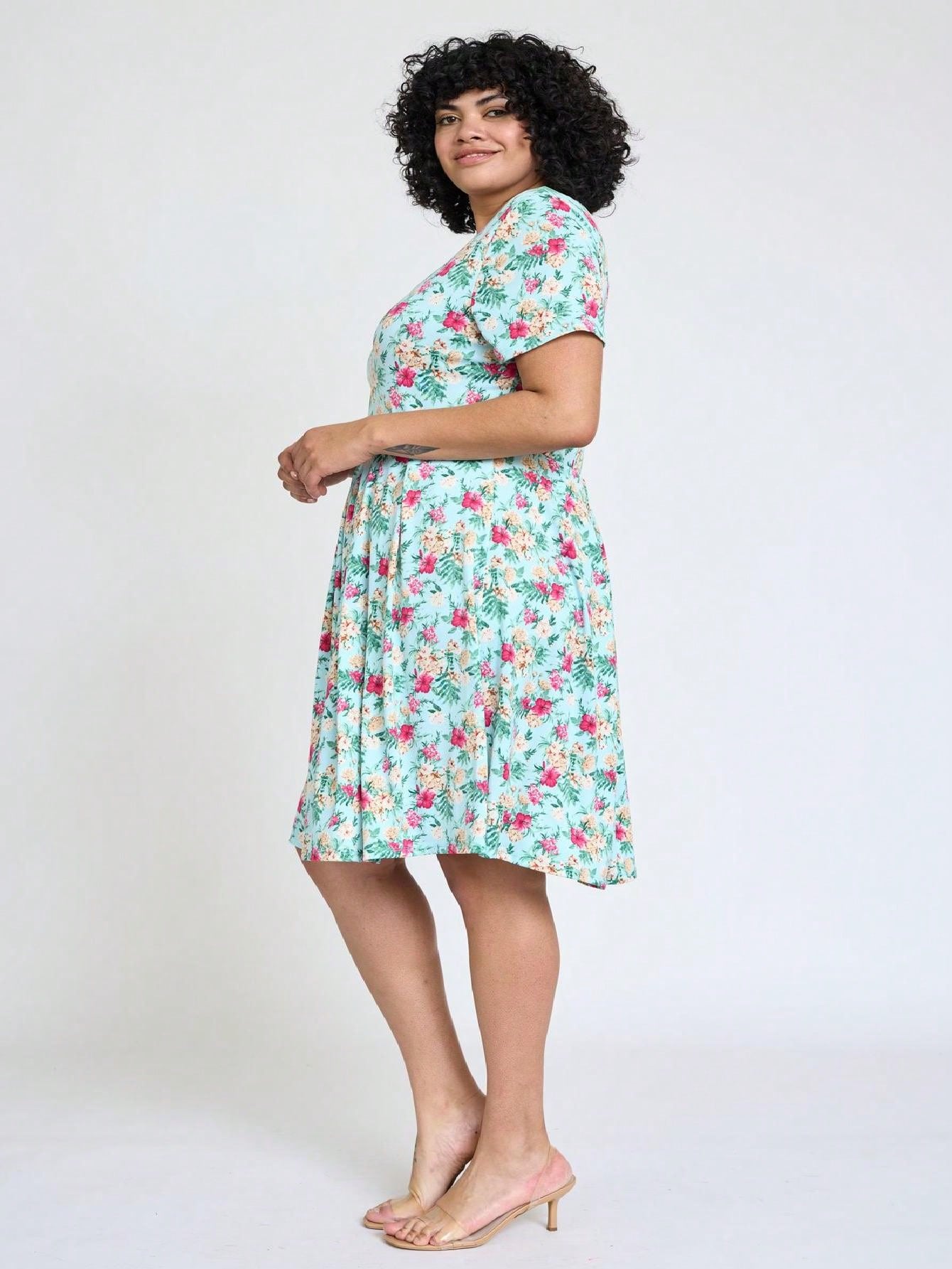 Chevron Stripe Paisley Oriental Floral Southern Style Gathered Pleated Swing Dress | S-3X