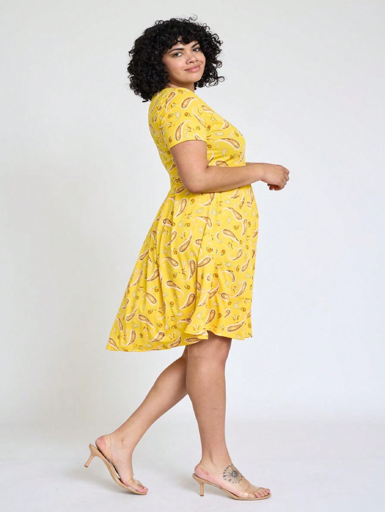 Chevron Stripe Paisley Oriental Floral Southern Style Gathered Pleated Swing Dress | S-3X