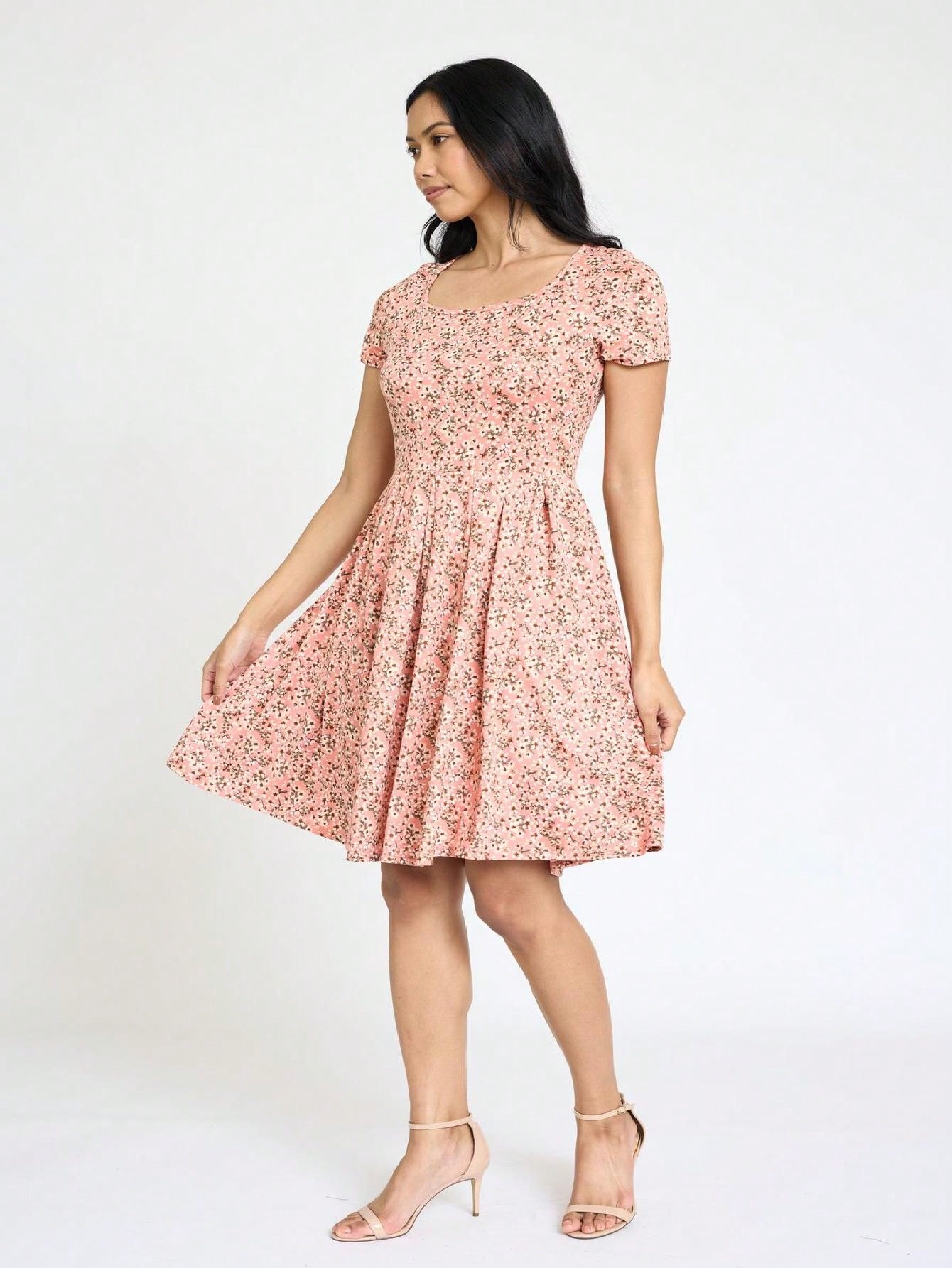 Chevron Stripe Paisley Oriental Floral Southern Style Gathered Pleated Swing Dress | S-3X