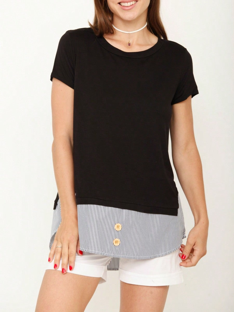Summer  Boho Vintage Chambray Button Top Short Sleeve Blouse Shirt| Small -3 XL Plus