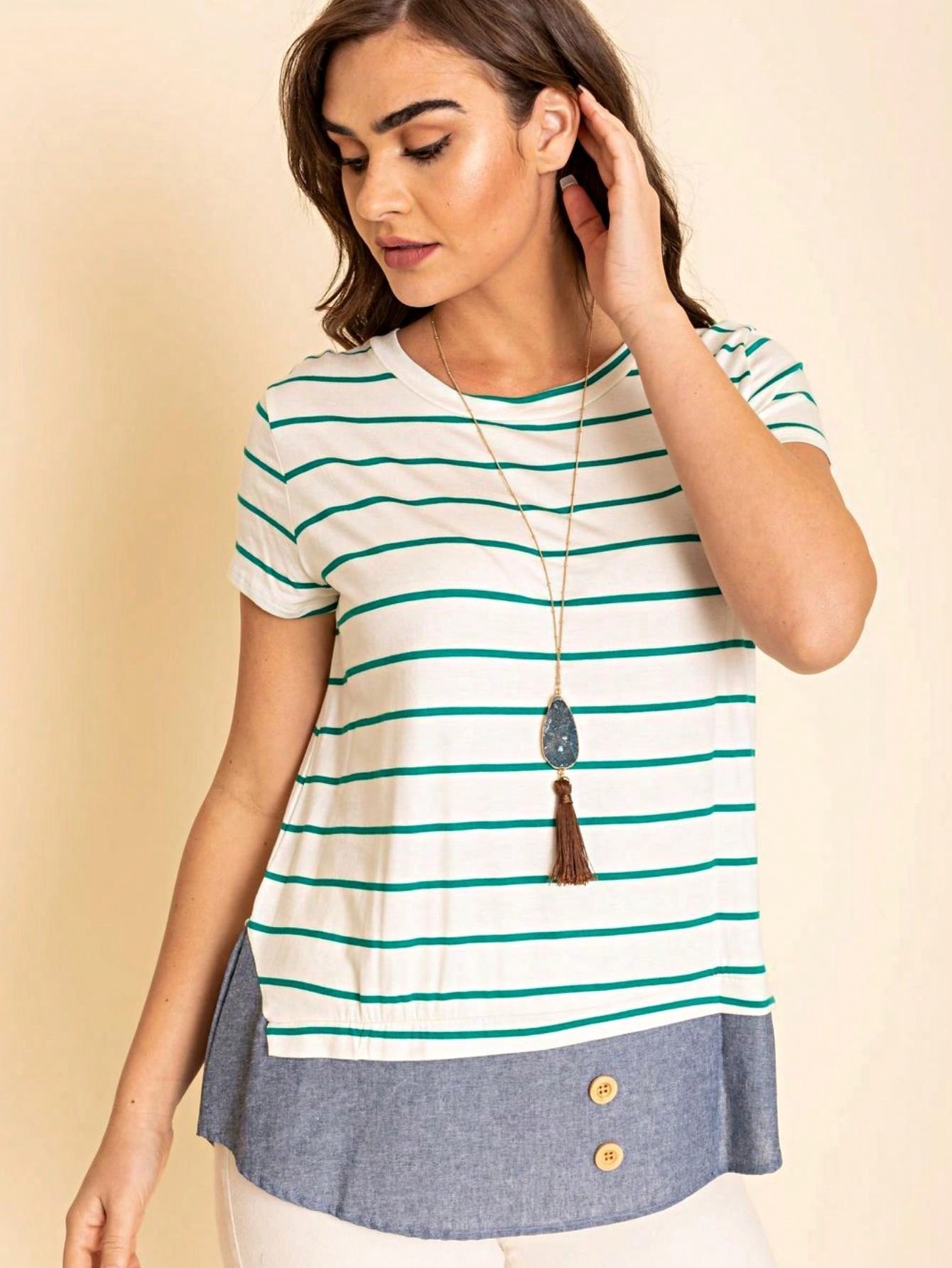 Summer  Boho Vintage Chambray Button Top Short Sleeve Blouse Shirt| Small -3 XL Plus