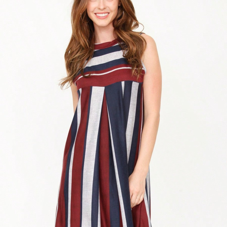 Boho Retro Vintage Multi Stripe Retro 60's Style  Mini Dress