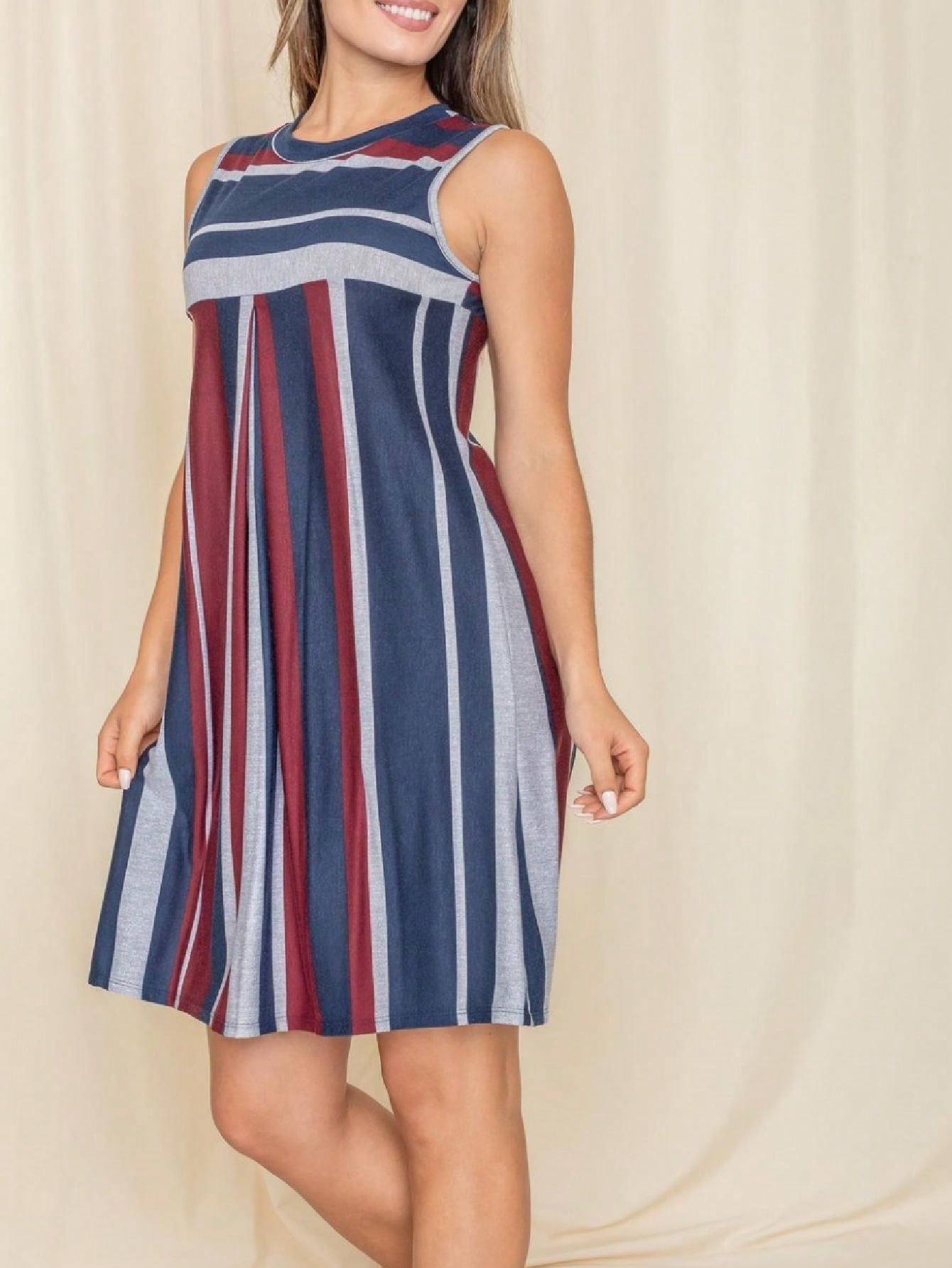 Boho Retro Vintage Multi Stripe Retro 60's Style  Mini Dress