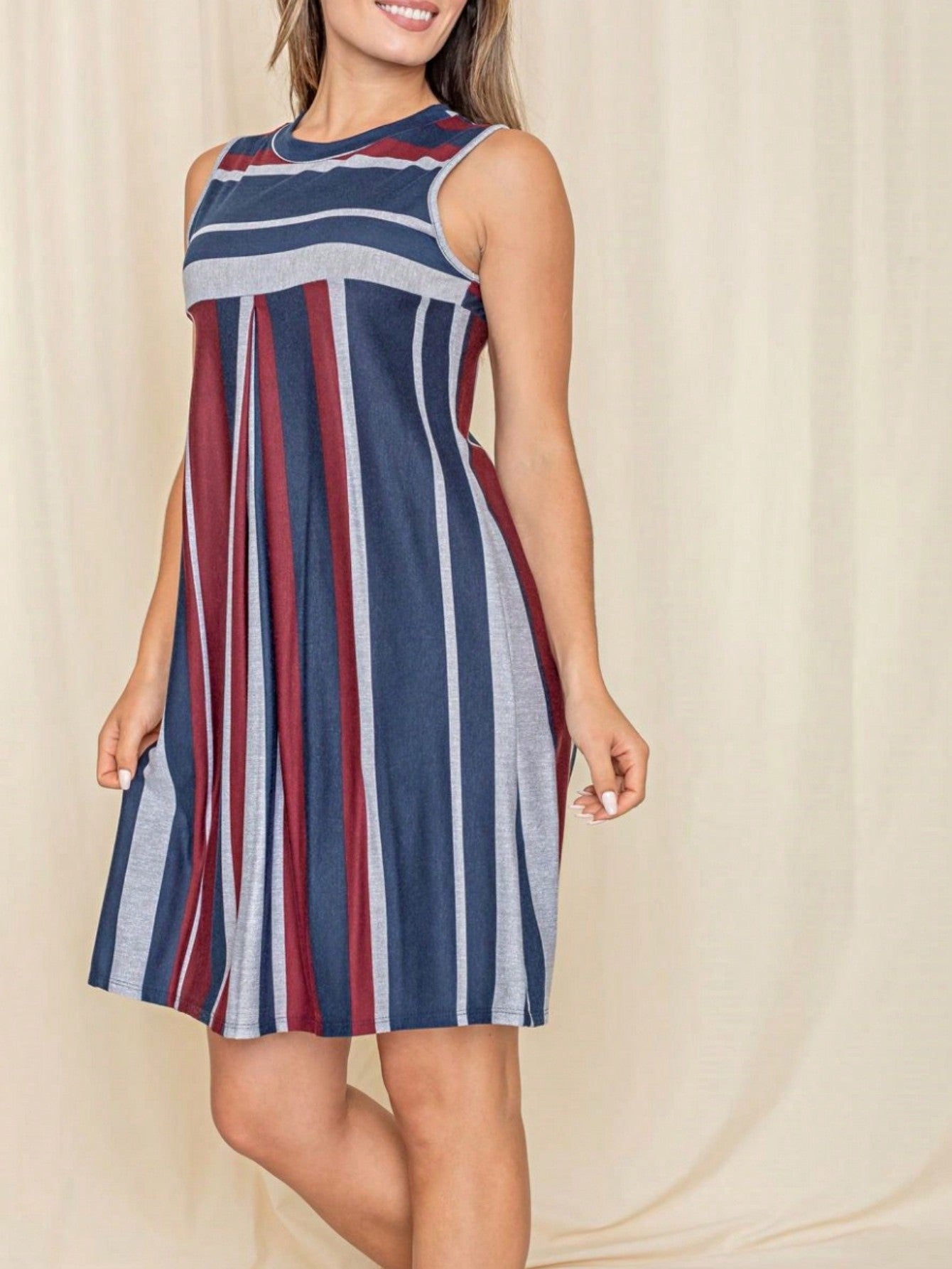 Boho Retro Vintage Multi Stripe Retro 60's Style  Mini Dress
