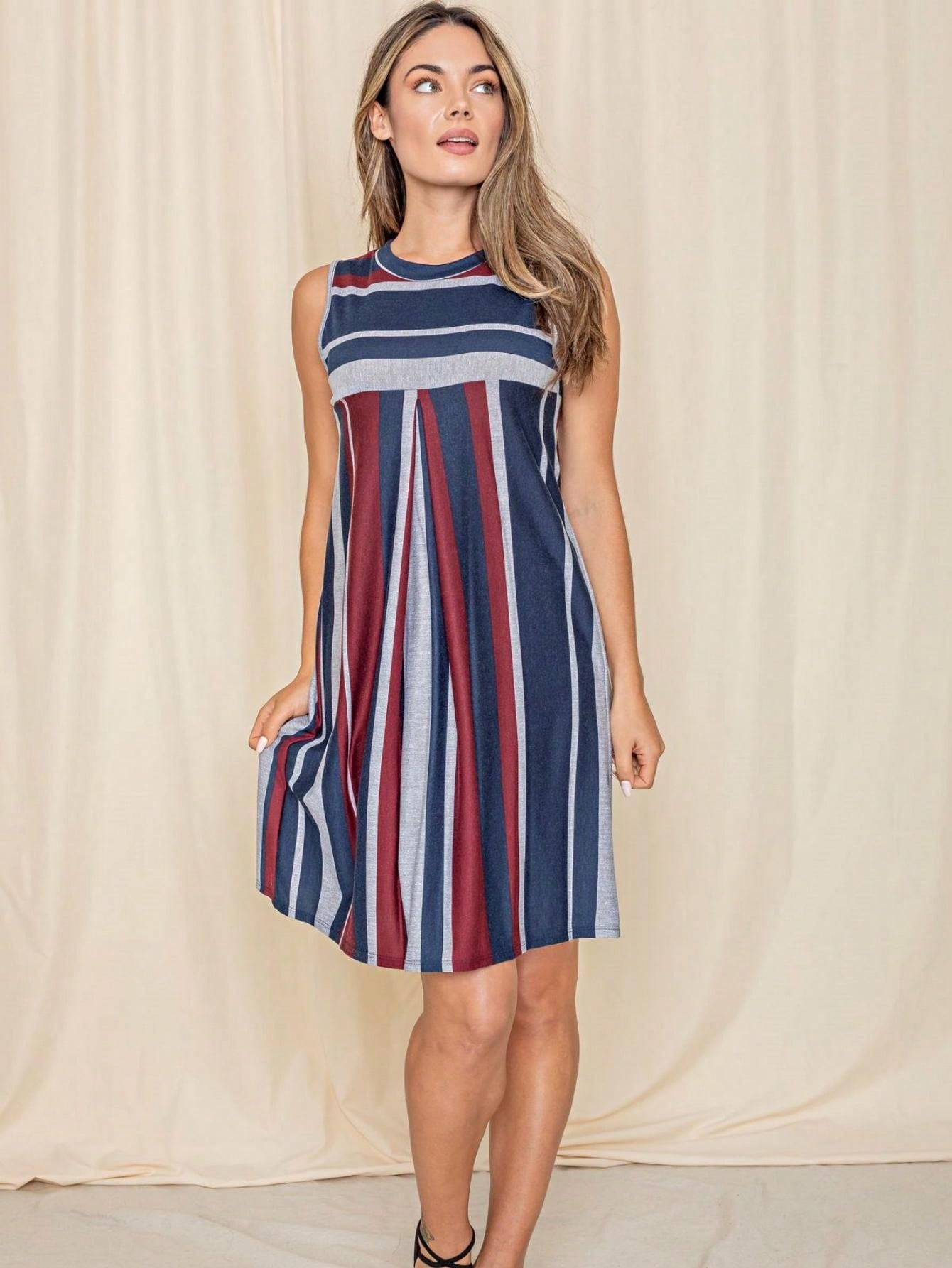 Boho Retro Vintage Multi Stripe Retro 60's Style  Mini Dress
