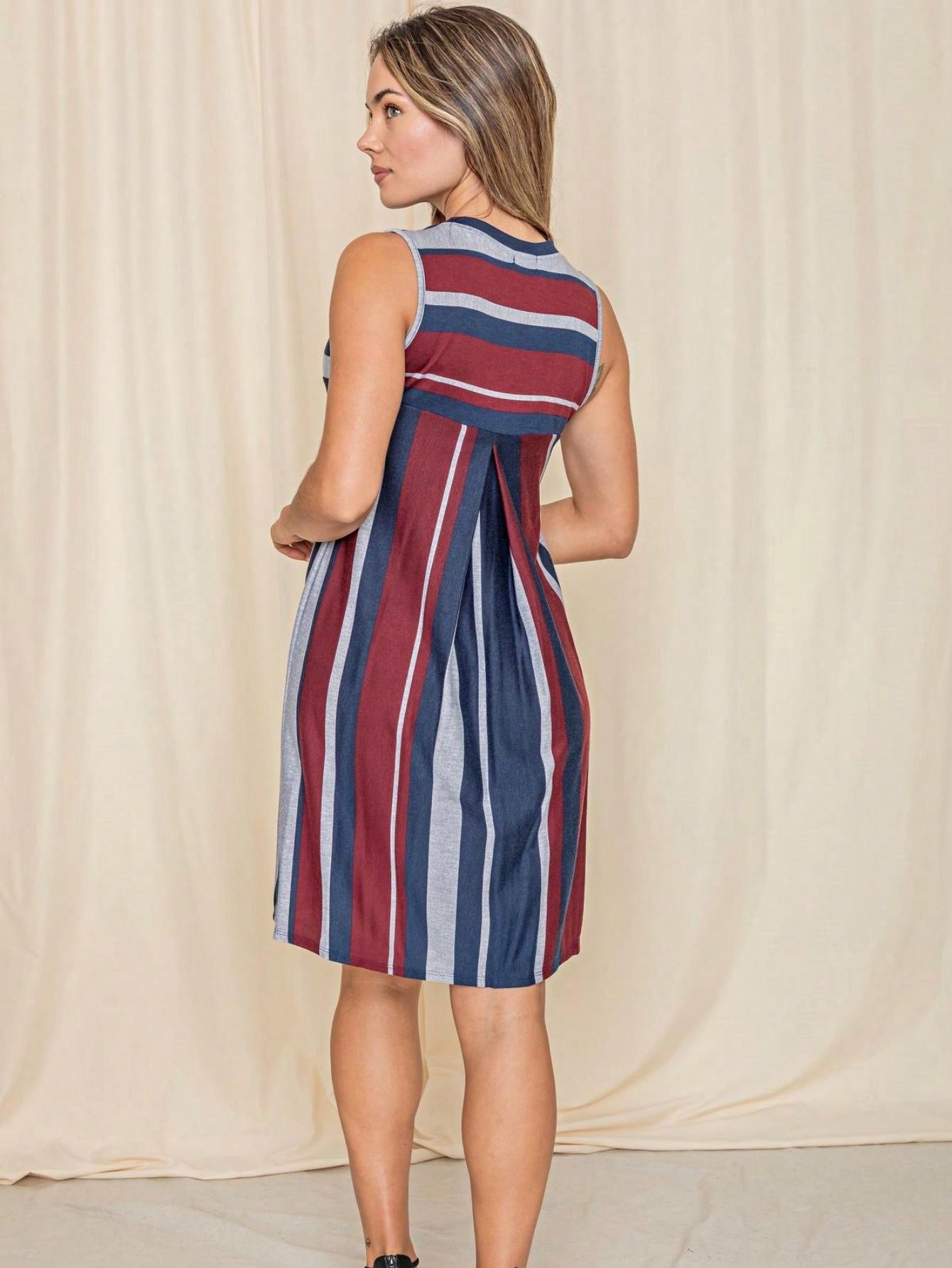 Boho Retro Vintage Multi Stripe Retro 60's Style  Mini Dress