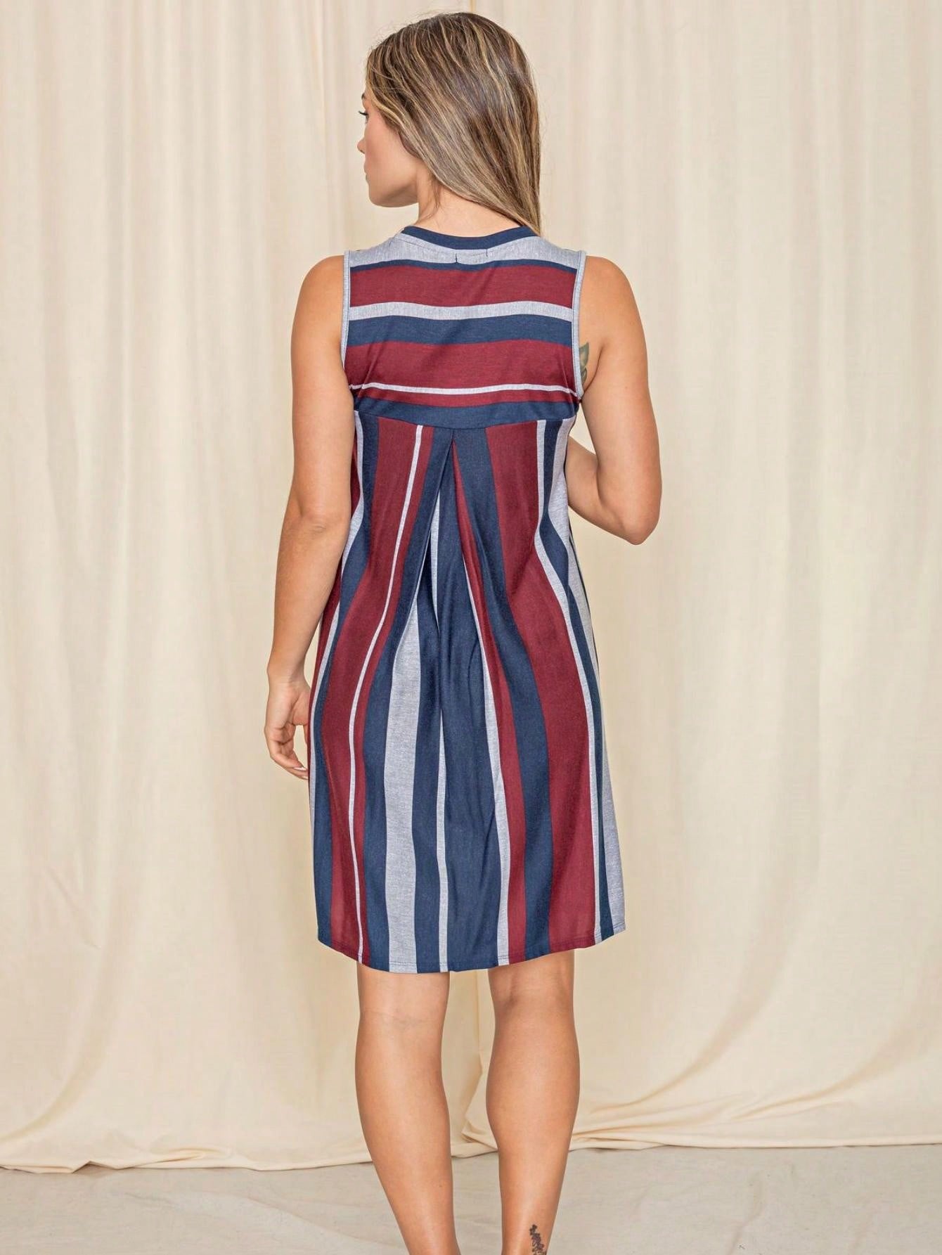 Boho Retro Vintage Multi Stripe Retro 60's Style  Mini Dress
