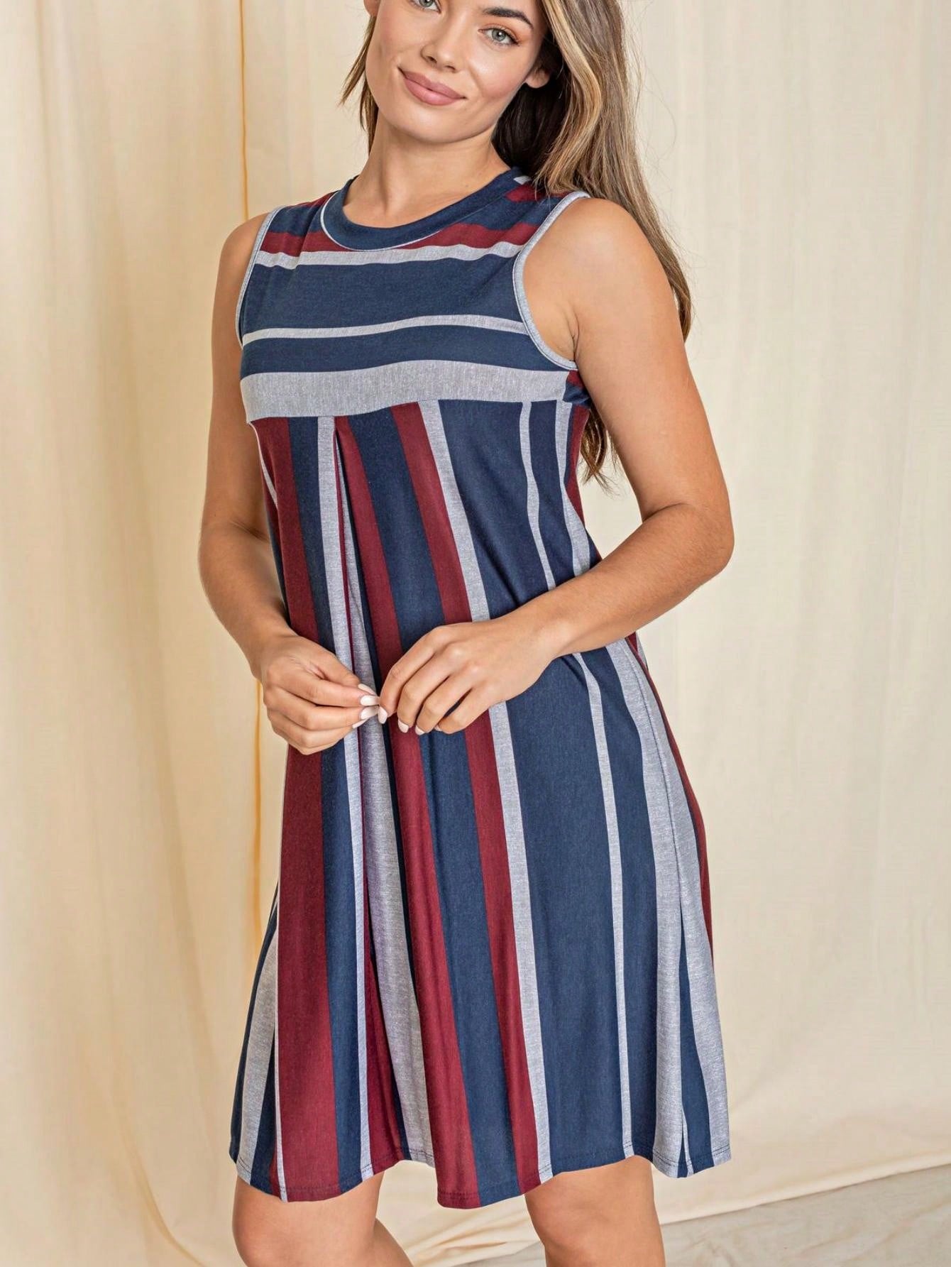 Boho Retro Vintage Multi Stripe Retro 60's Style  Mini Dress
