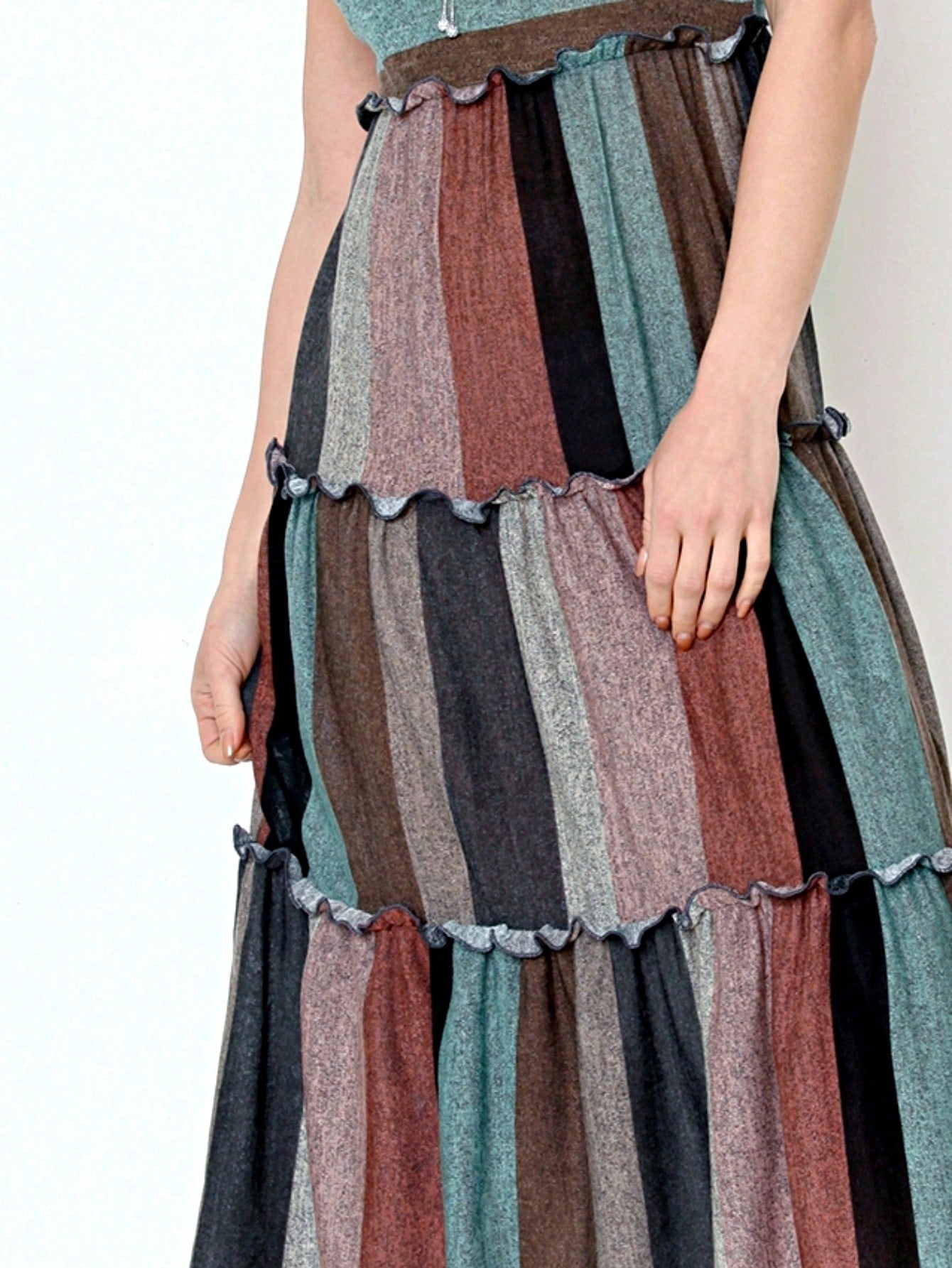Vintage Boho Summer Fall Pink Teal Polka Dot Stripe Shift Swing Tiered Sleeveless Southern Midi Dress | Small-3 XL Plus