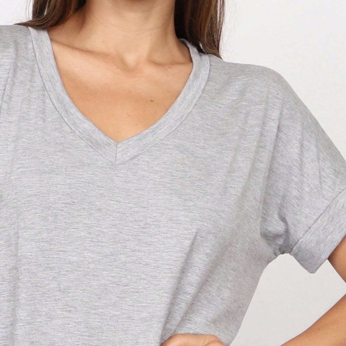 Summer Cool Every Day Soft Cuff Short Sleeve V Neck High And Low Top T Shirt Tunic For Leggings And Shorts |  Small -3 XL
