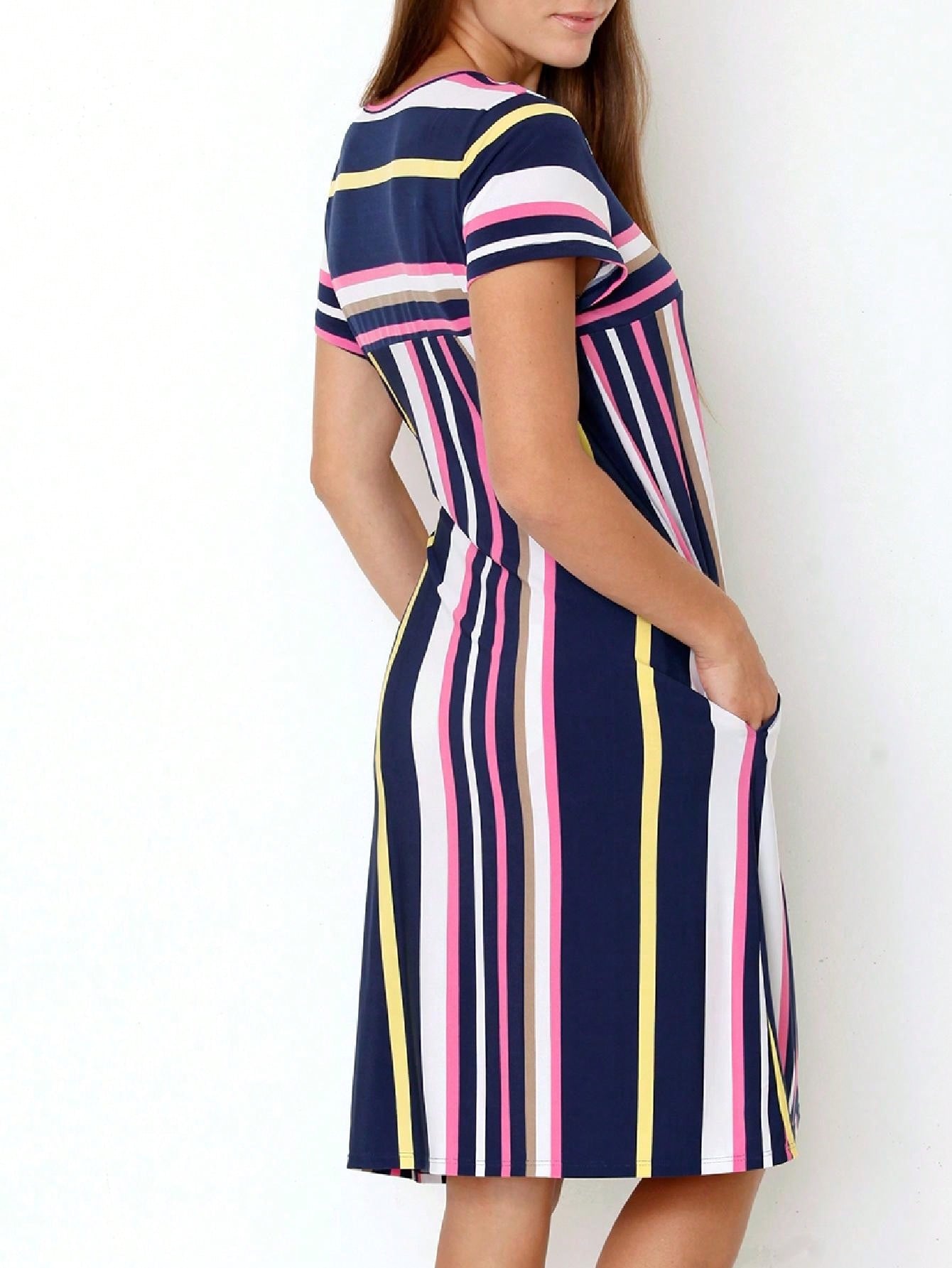 Boho Retro Vintage Multi Stripe Retro 60's Style  Mini Dress
