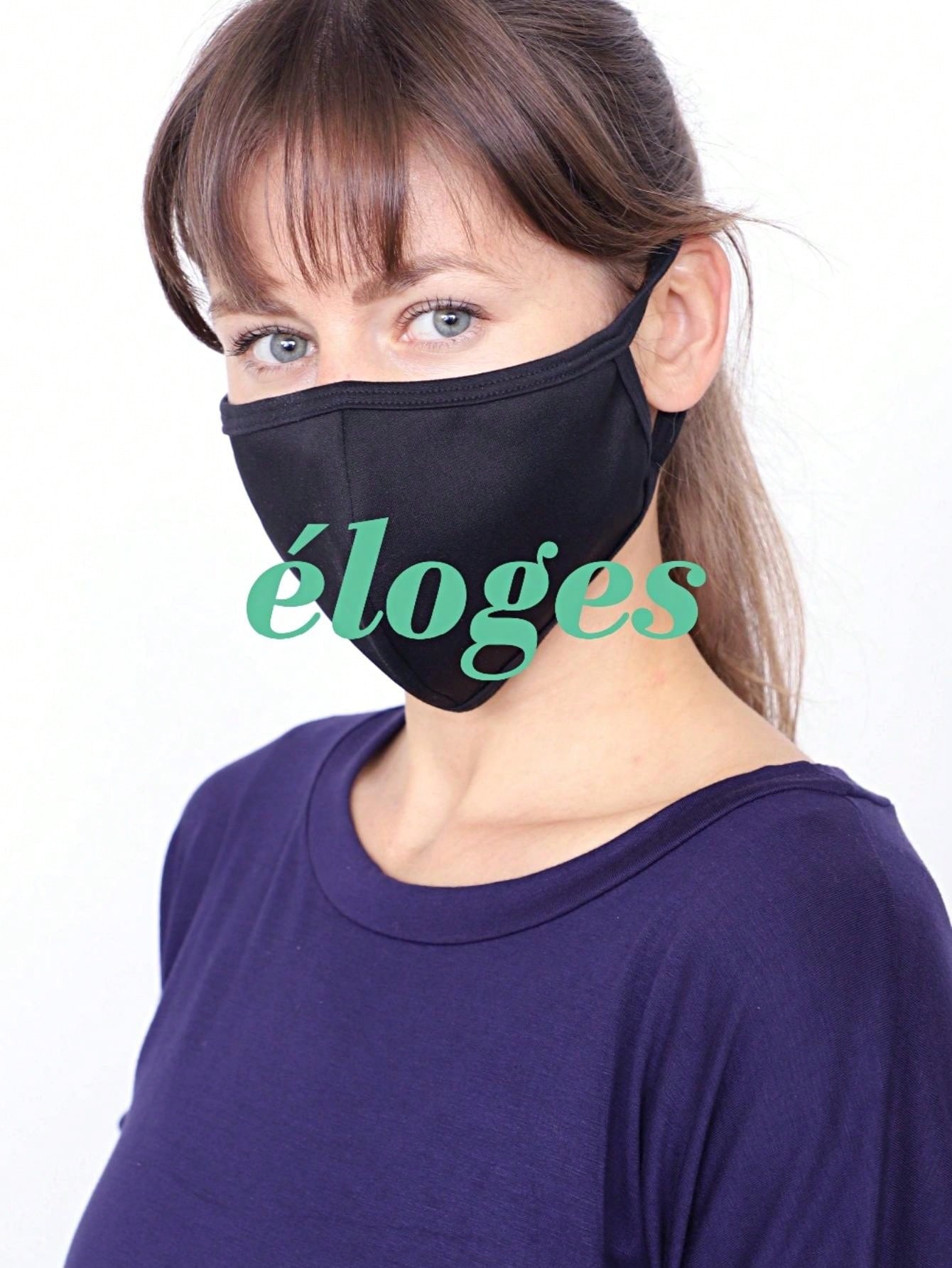 Made In The USA Cotton Lined Reusable Face Mask With Black Floral Polka Dot Plaid Gingham Solid Black