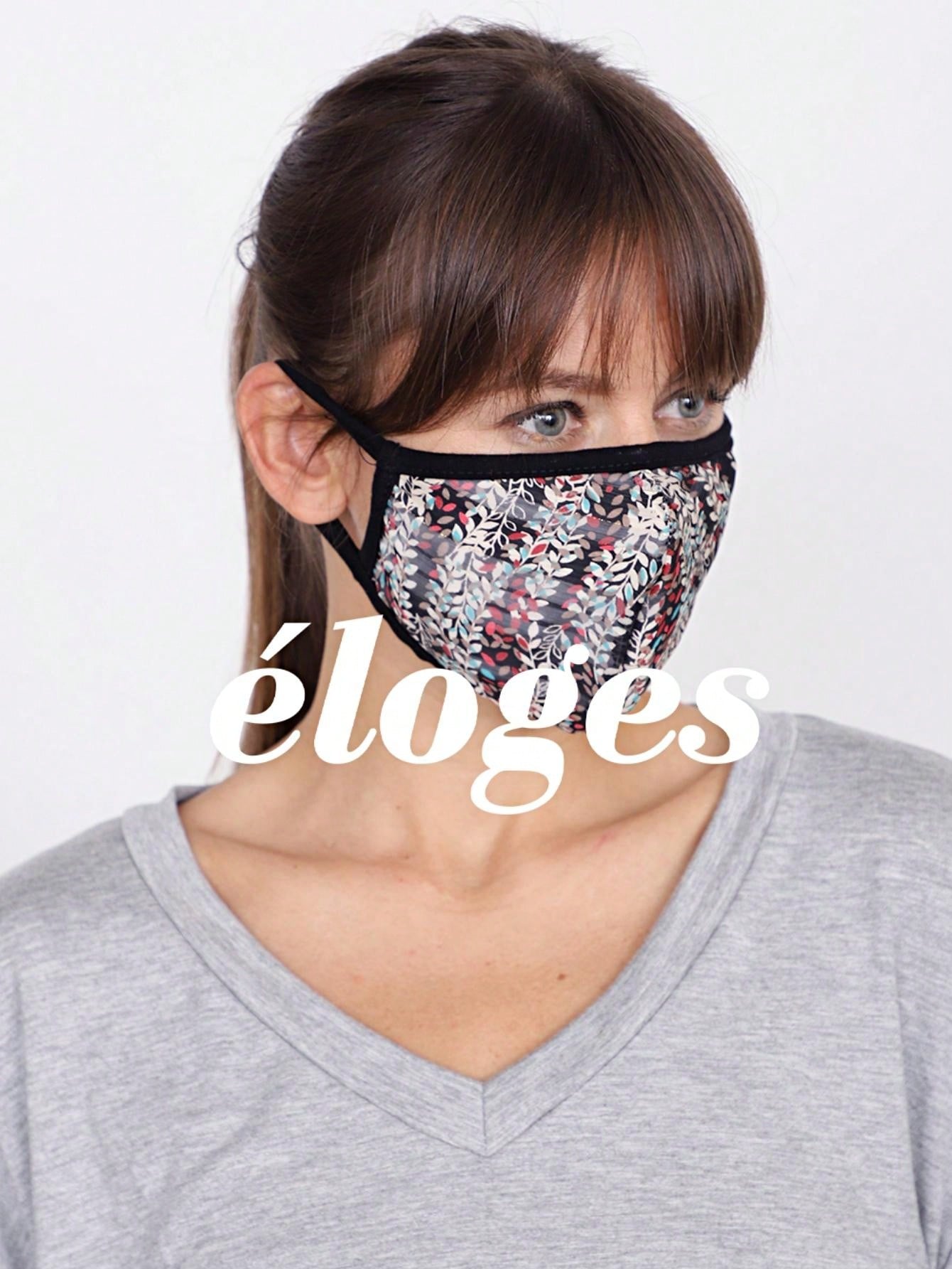 Made In The USA Cotton Lined Reusable Face Mask With Black Floral Polka Dot Plaid Gingham Solid Black