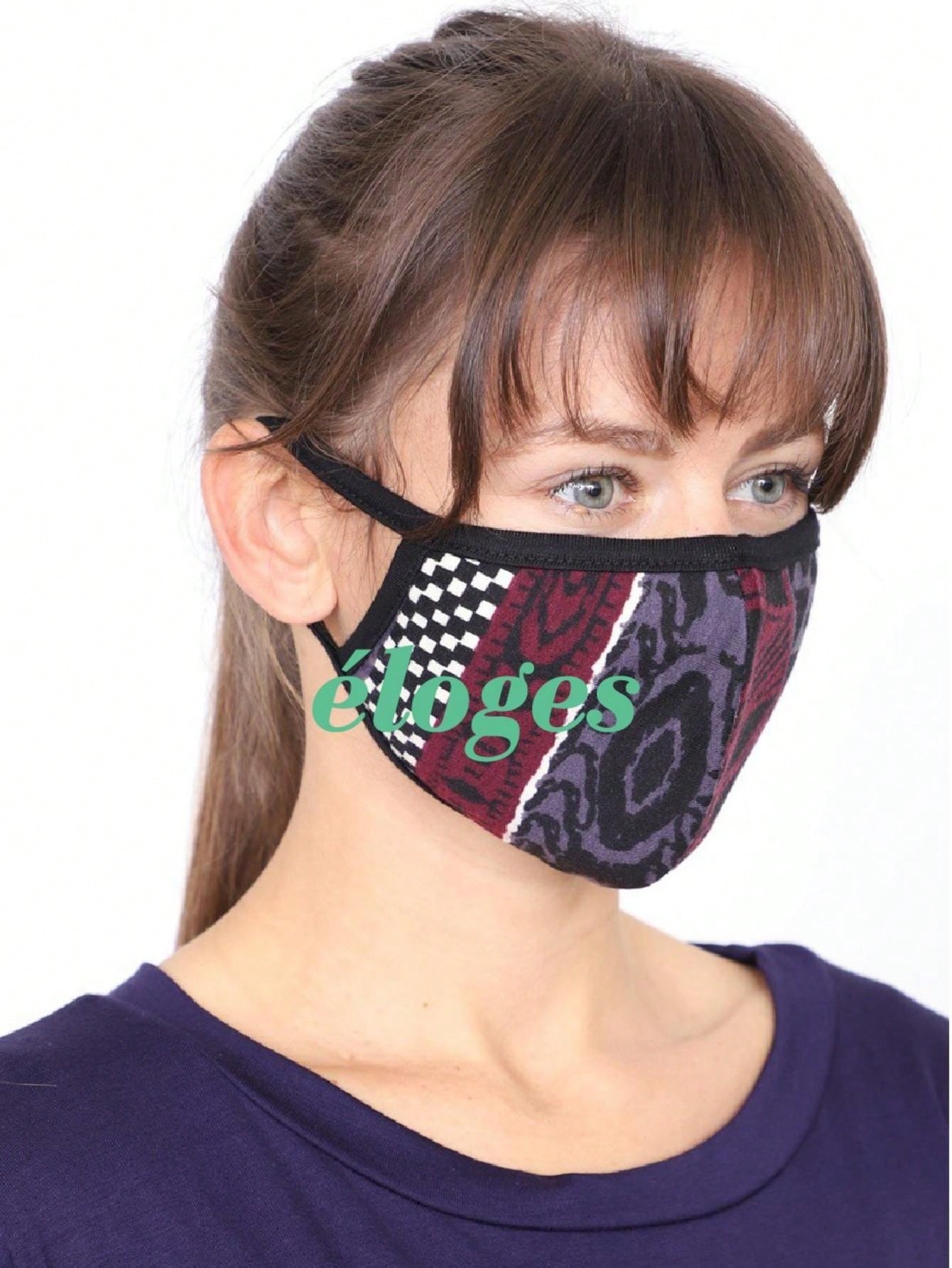 Made In The USA Cotton Lined Reusable Face Mask With Black Floral Polka Dot Plaid Gingham Solid Black