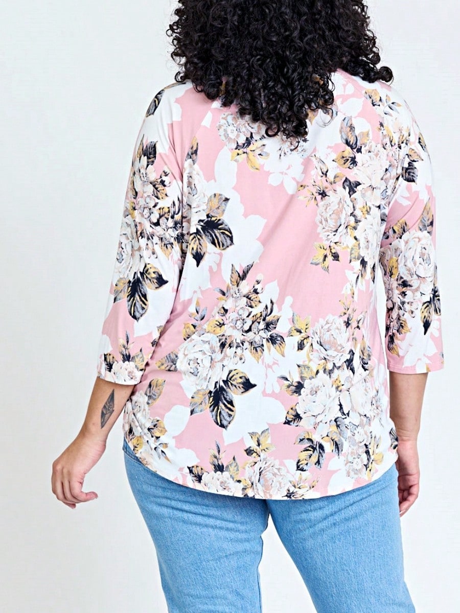 Boho Retro Knot Twisted Front Floral Polka Dot Top Blouse Shirt