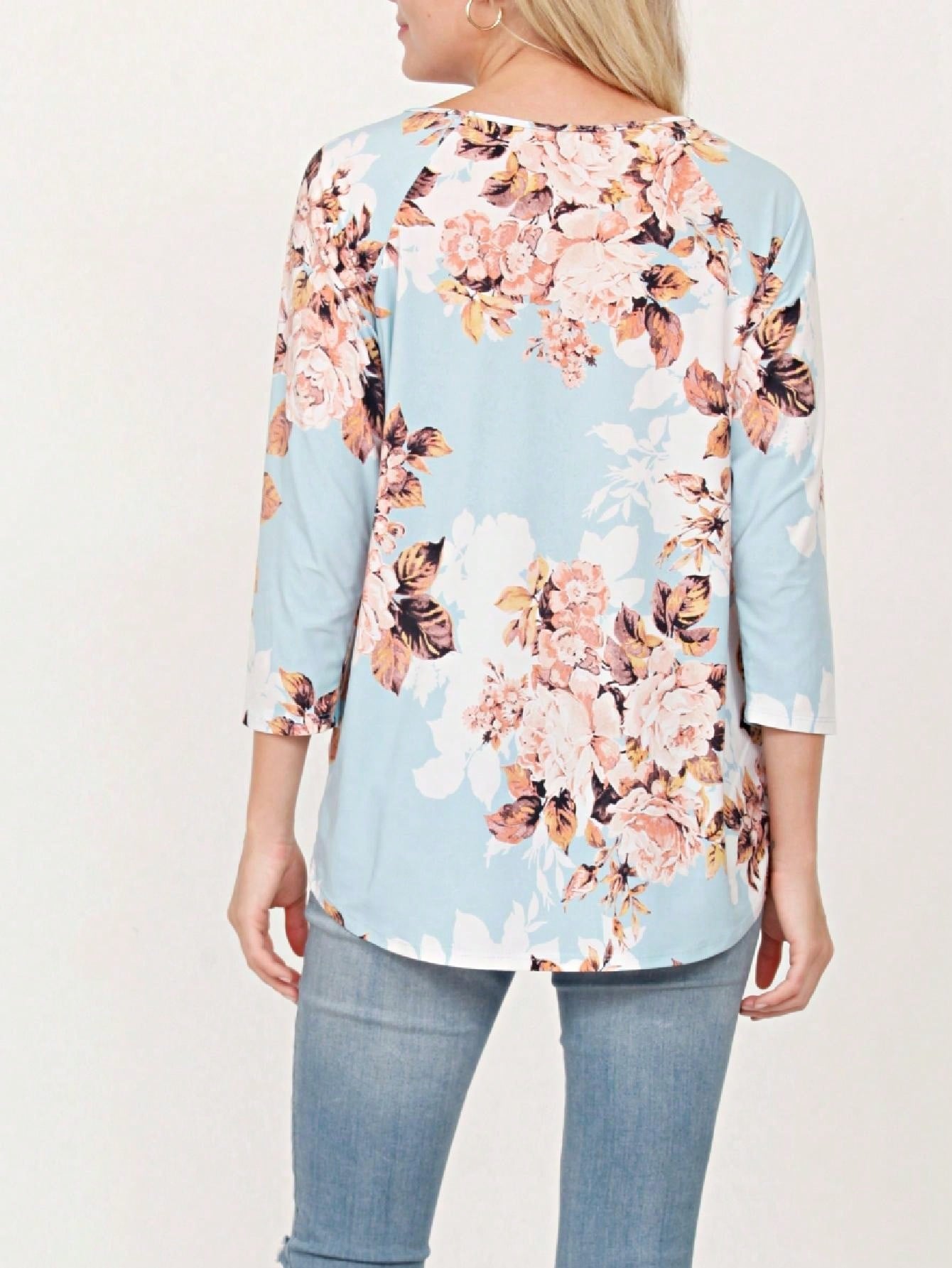 Boho Retro Knot Twisted Front Floral Polka Dot Top Blouse Shirt