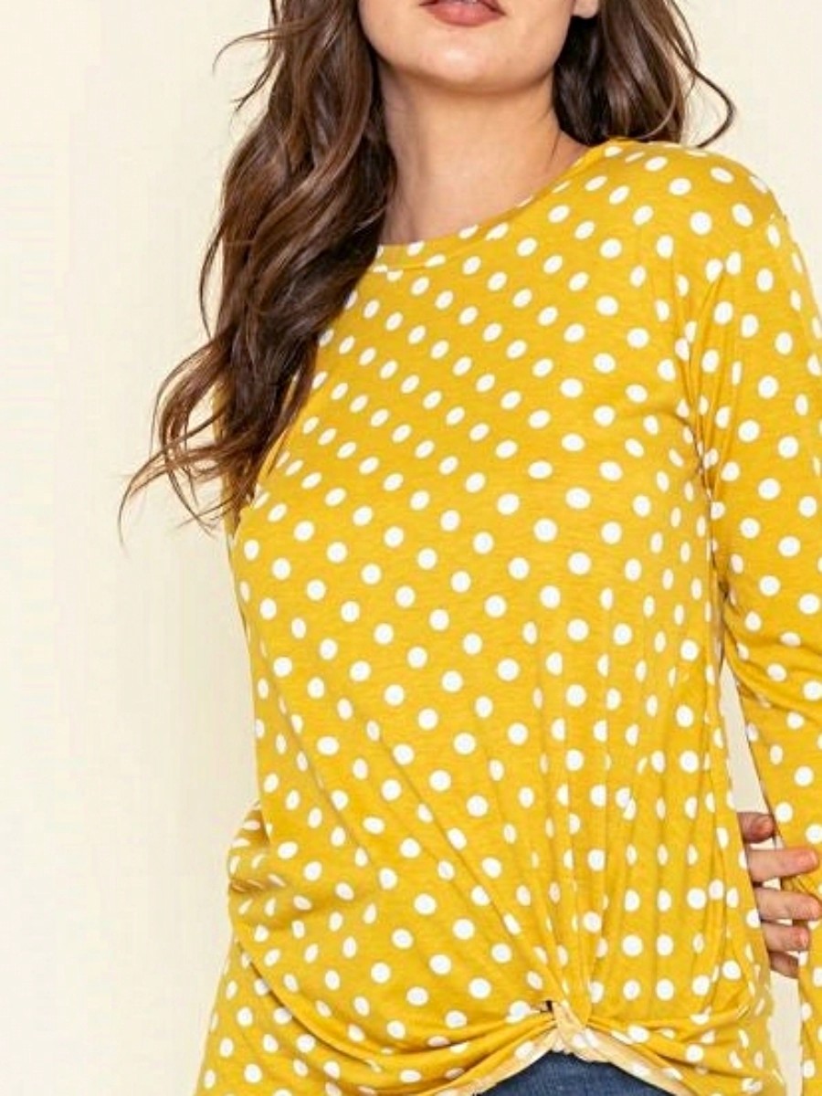 Boho Retro Knot Twisted Front Floral Polka Dot Top Blouse Shirt