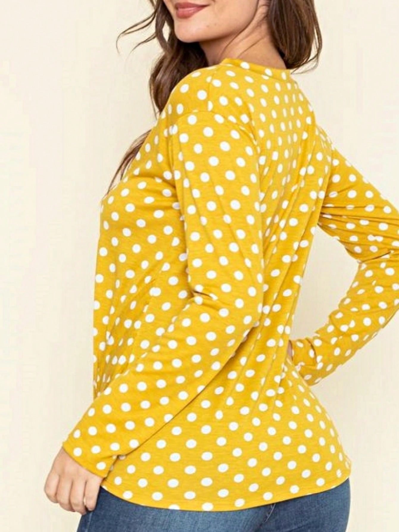 Boho Retro Knot Twisted Front Floral Polka Dot Top Blouse Shirt