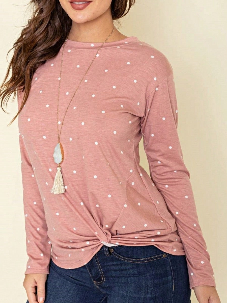 Boho Retro Knot Twisted Front Floral Polka Dot Top Blouse Shirt