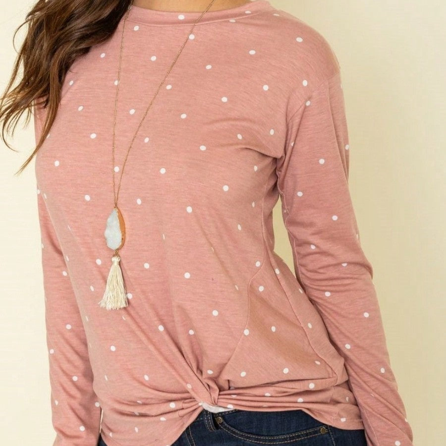 Boho Retro Knot Twisted Front Floral Polka Dot Top Blouse Shirt