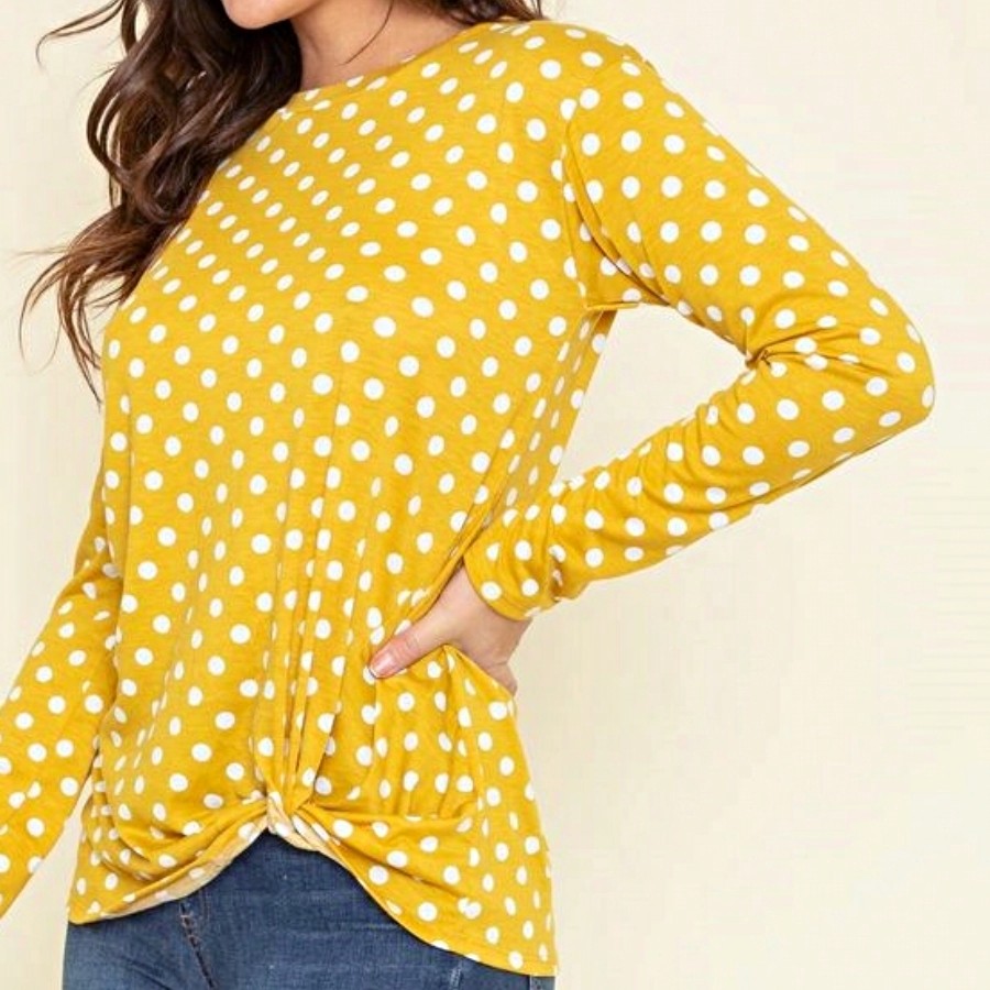 Boho Retro Knot Twisted Front Floral Polka Dot Top Blouse Shirt