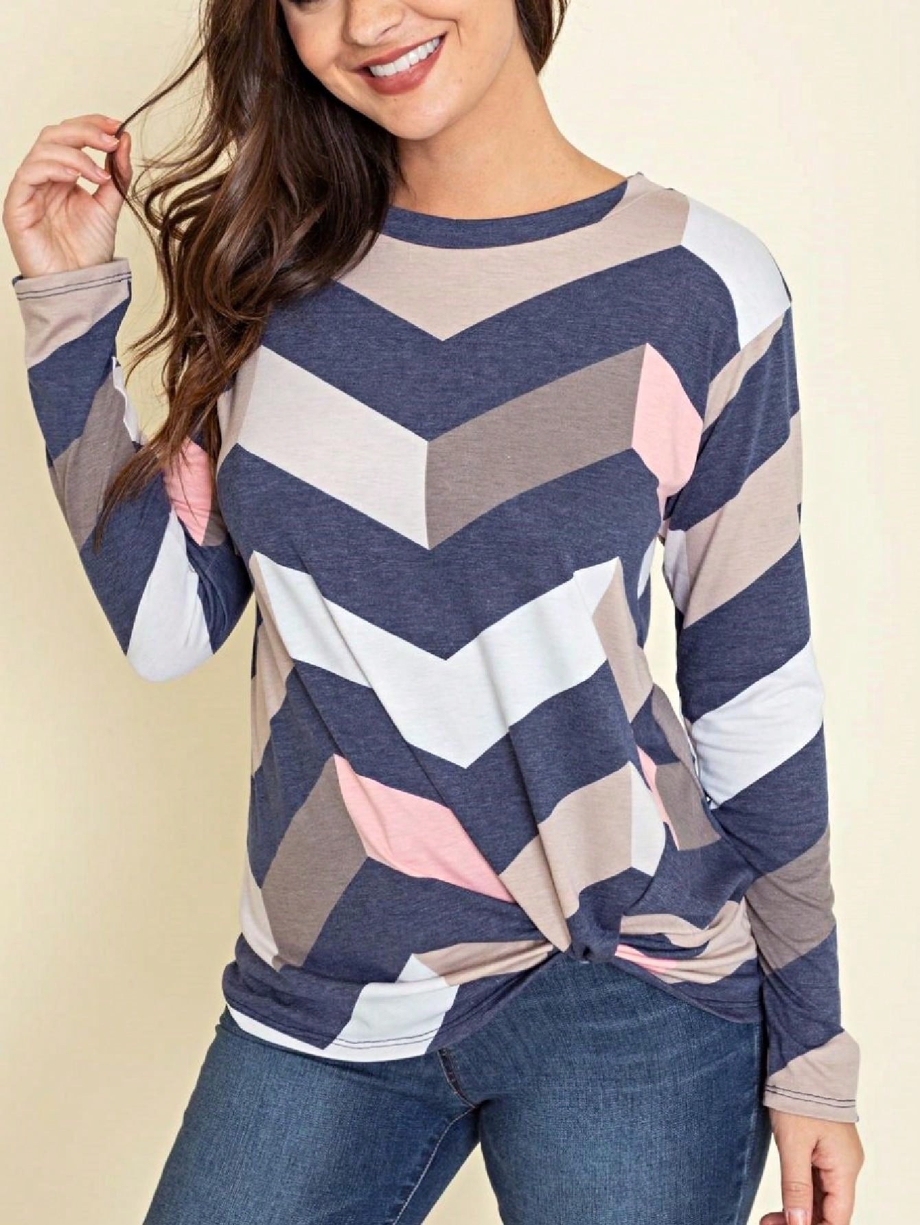 Boho Retro Knot Twisted Front Floral Polka Dot Top Blouse Shirt