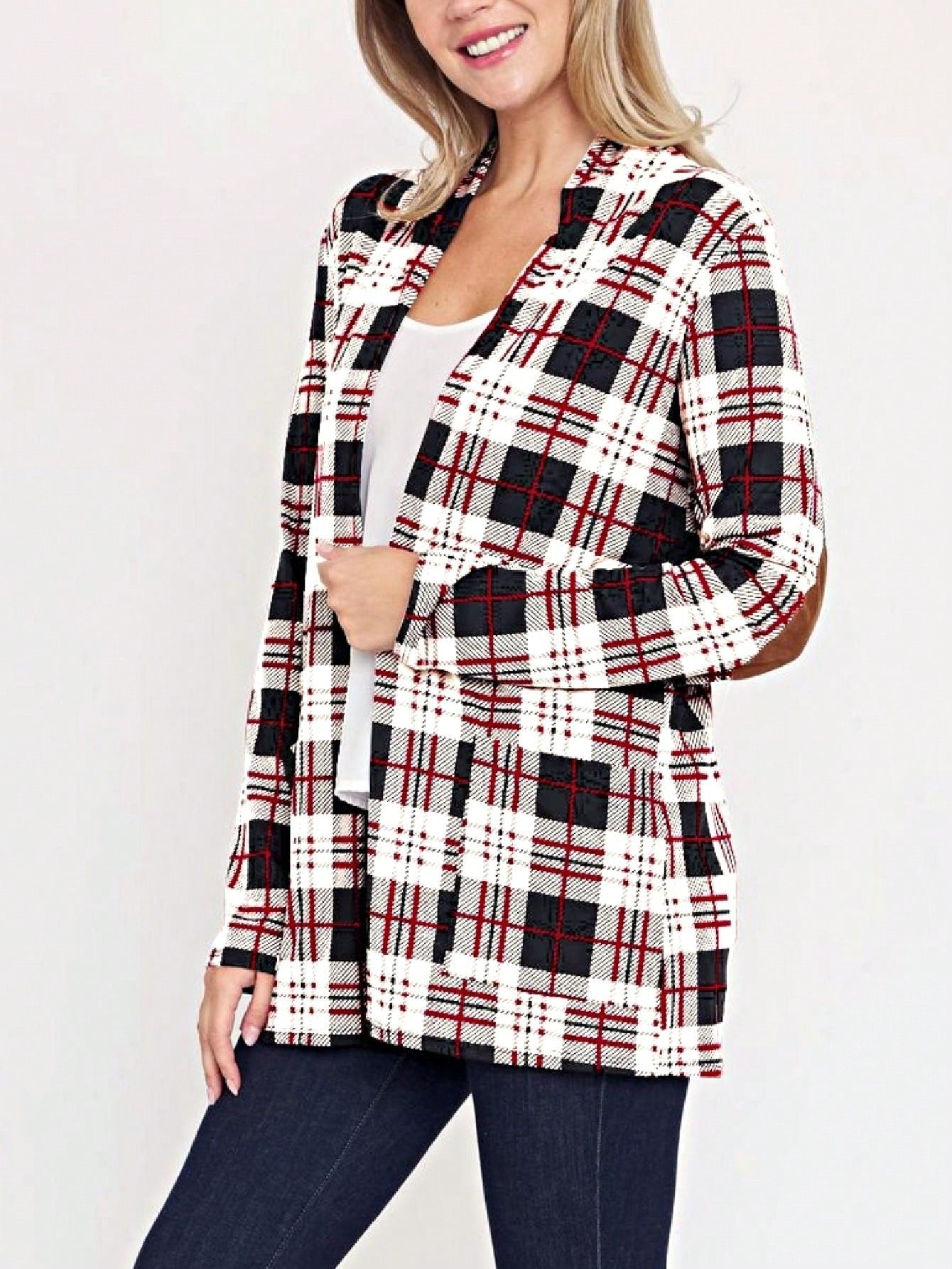 Boho Vintage 90's Plaid Stripe Tie Dye  Elbow Patch 60's Classic Slouch Cardigan With Pocket