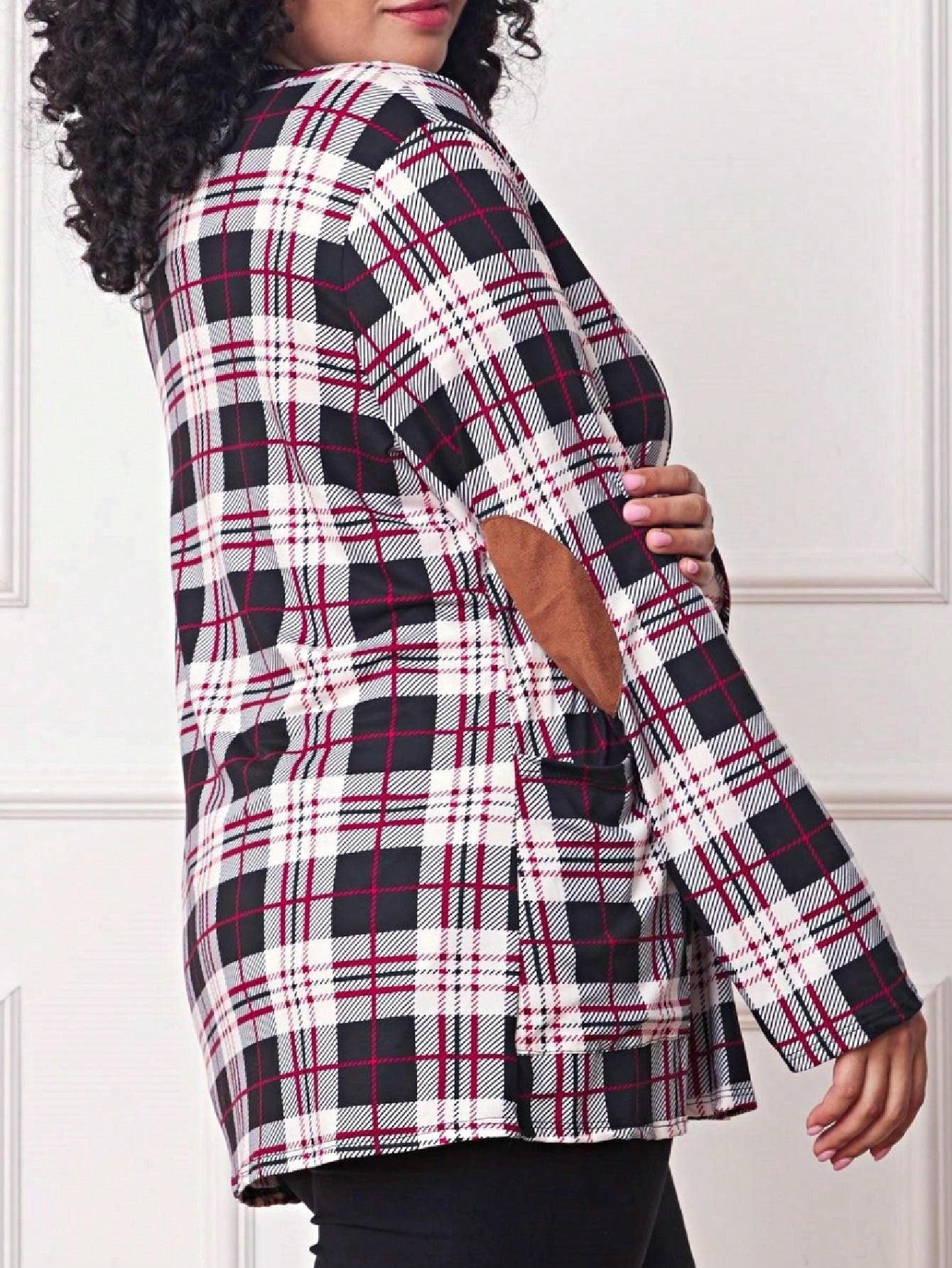 Boho Vintage 90's Plaid Stripe Tie Dye  Elbow Patch 60's Classic Slouch Cardigan With Pocket