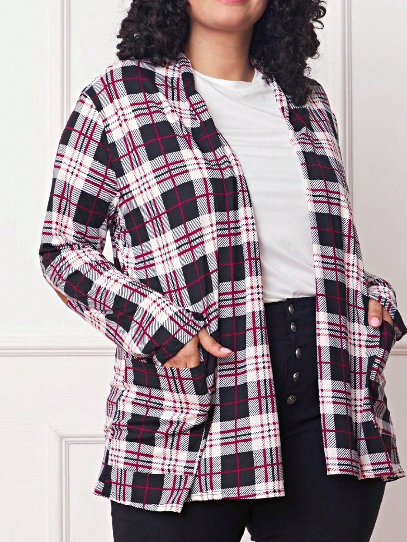 Boho Vintage 90's Plaid Stripe Tie Dye  Elbow Patch 60's Classic Slouch Cardigan With Pocket