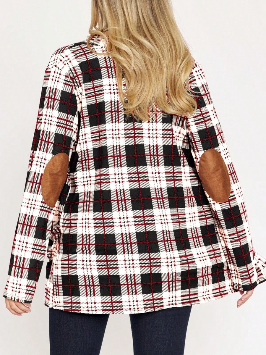 Boho Vintage 90's Plaid Stripe Tie Dye  Elbow Patch 60's Classic Slouch Cardigan With Pocket