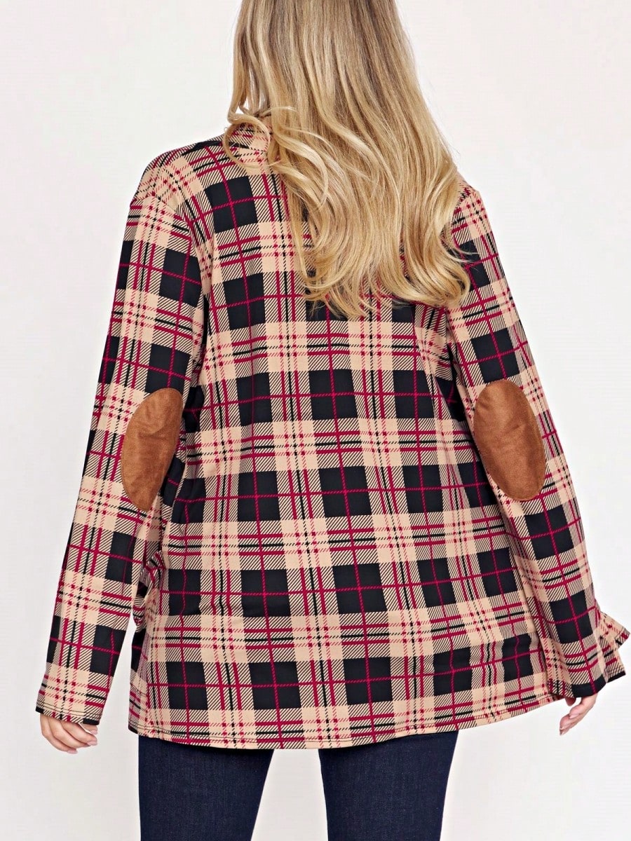 Boho Vintage 90's Plaid Stripe Tie Dye  Elbow Patch 60's Classic Slouch Cardigan With Pocket